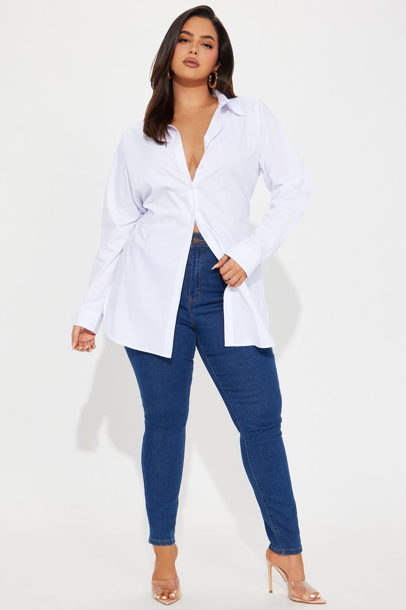 Tres Chic Poplin Shirt - White