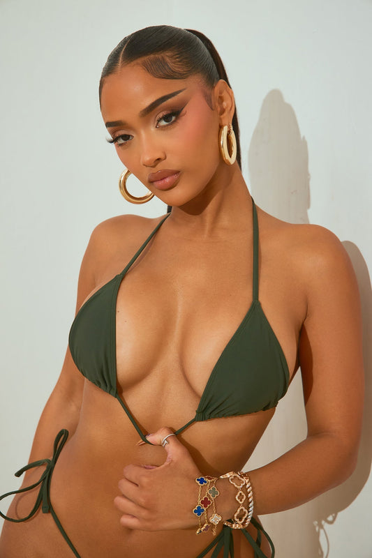 Maui Mix And Match Triangle Bikini Top - Olive
