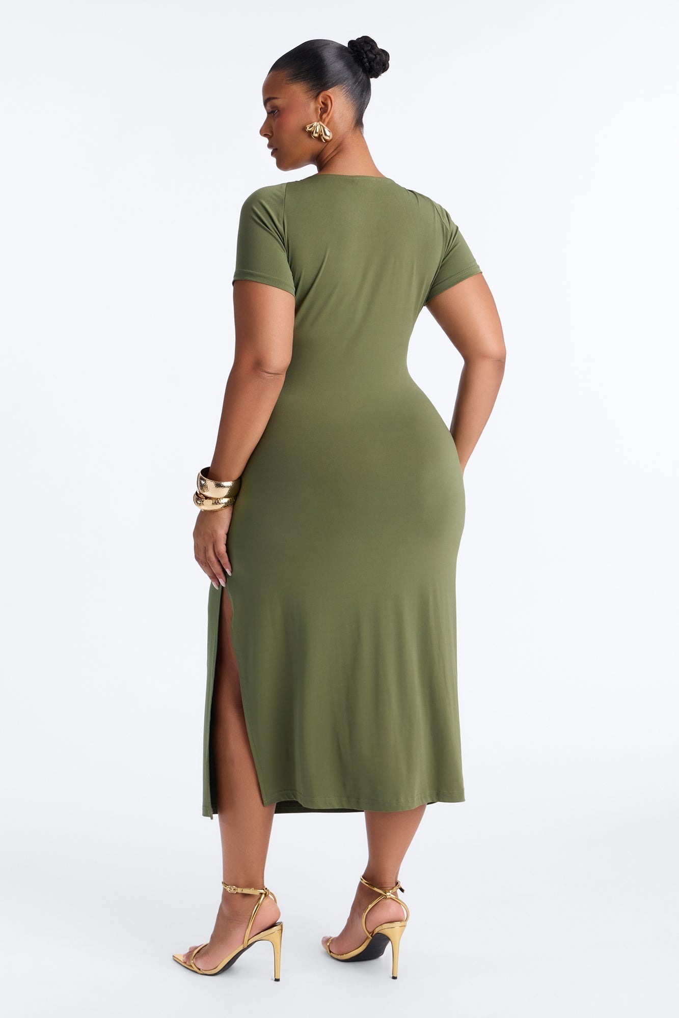 Andi Ruched Midi Dress - Olive