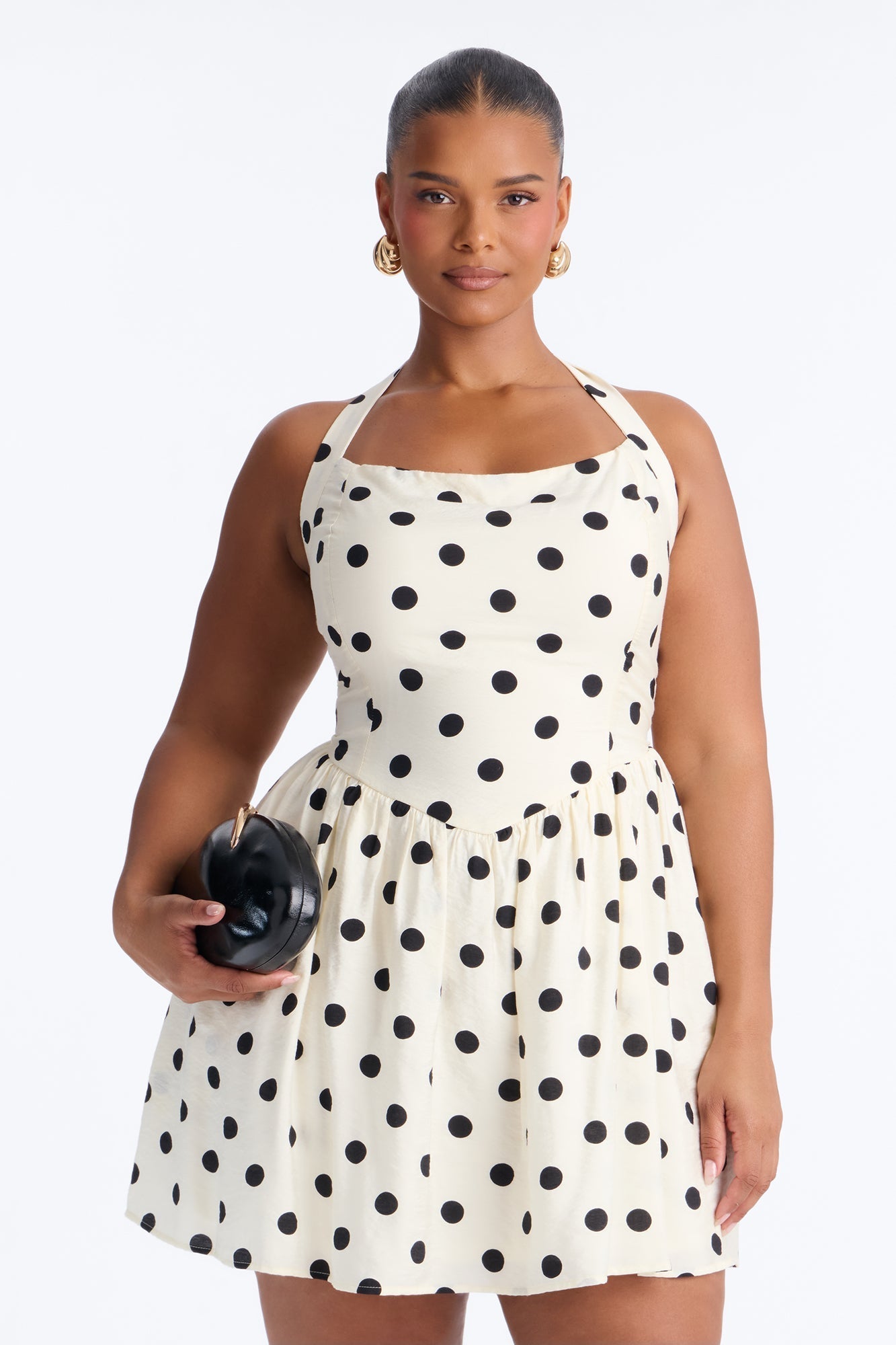 Clara Polka Dot Mini Dress - Cream/combo