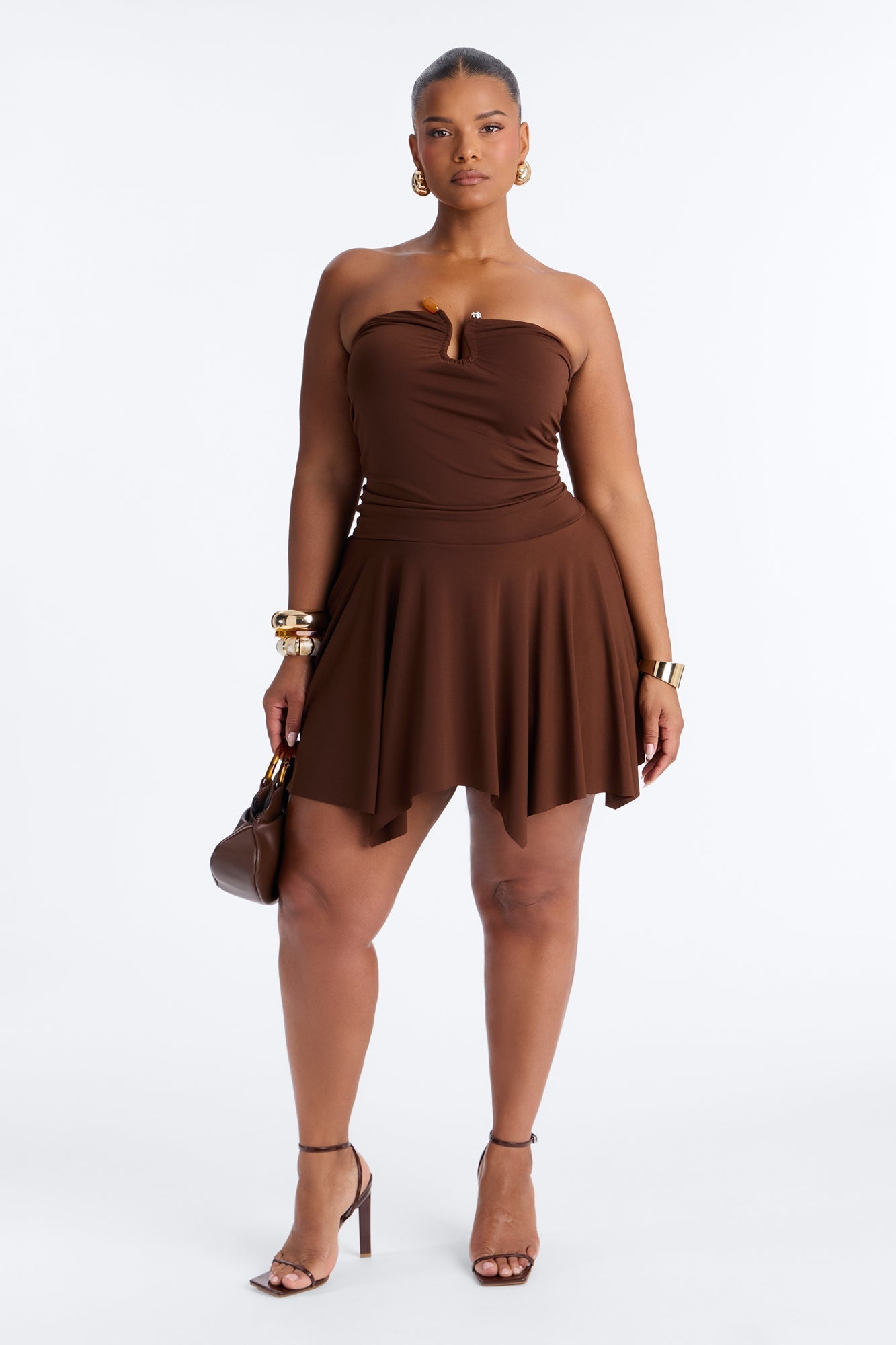 Mimi Strapless Micro Mini Dress - Chocolate