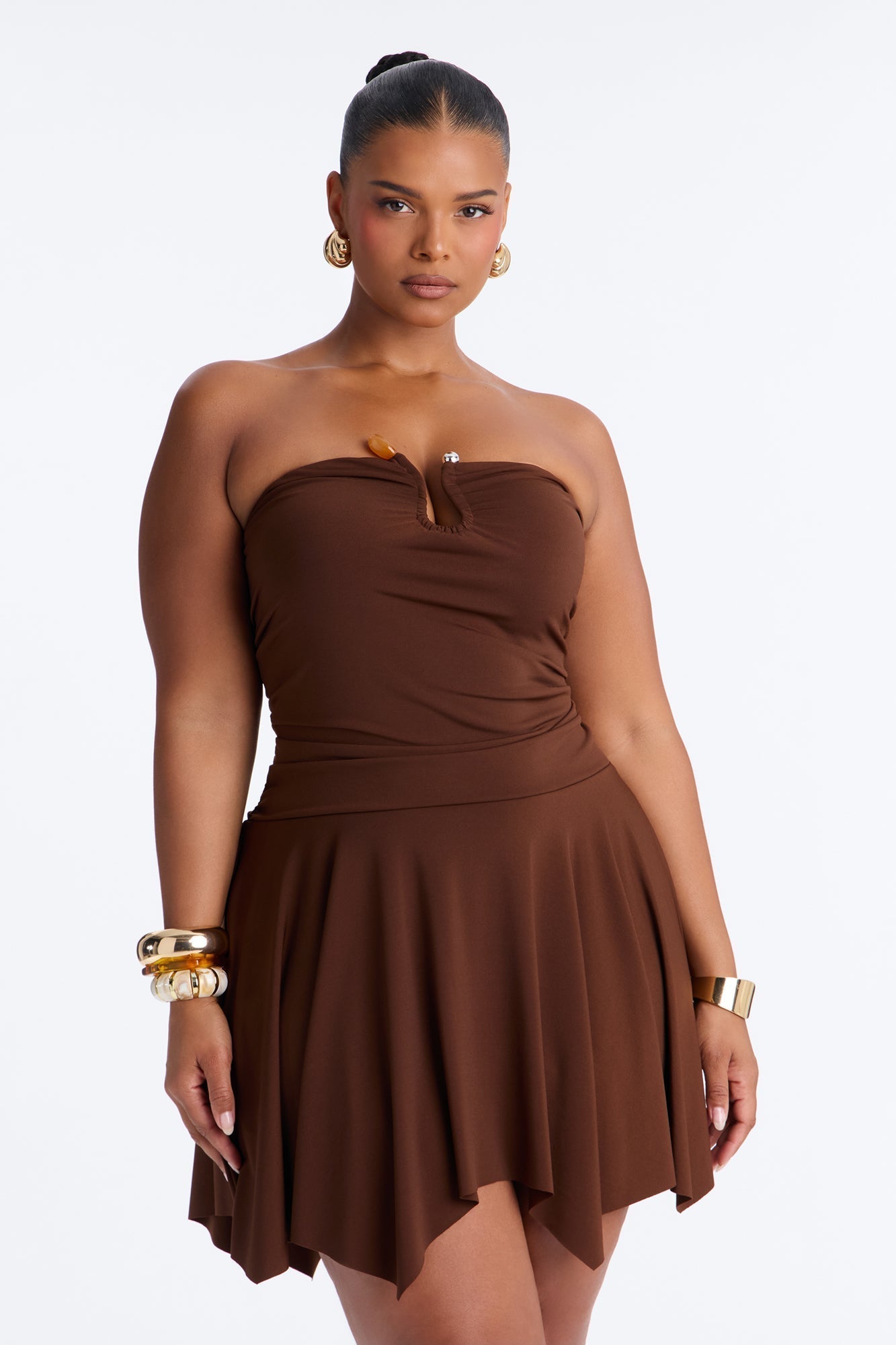 Mimi Strapless Micro Mini Dress - Chocolate