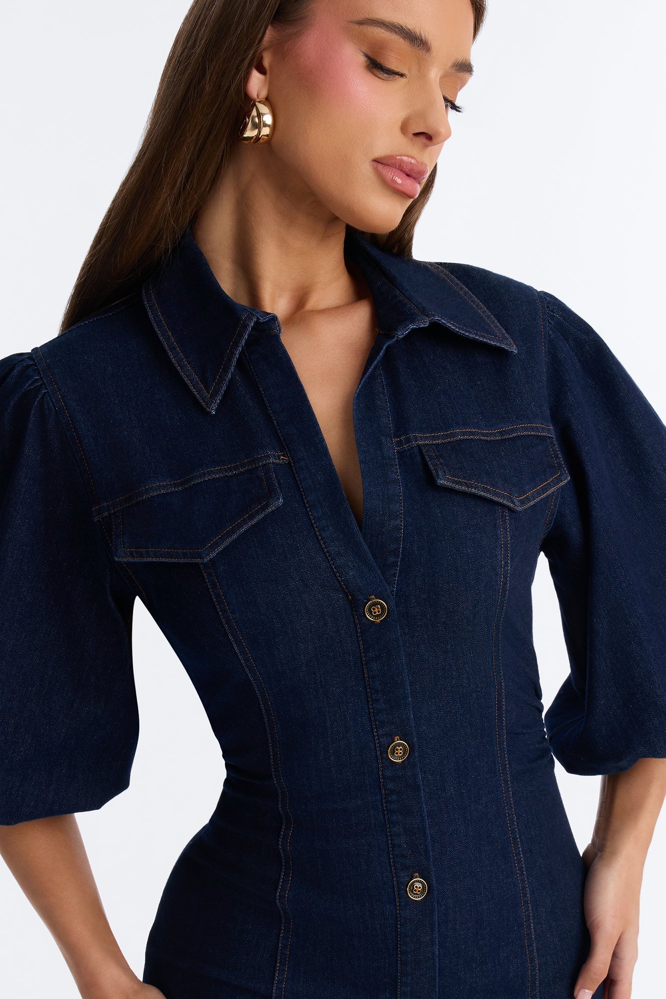 Haven Denim Midi Dress - Dark Wash