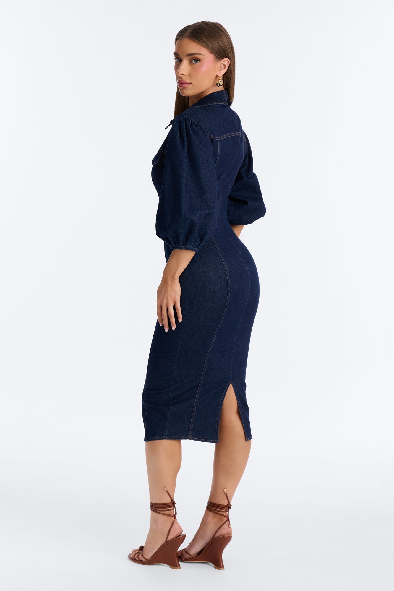 Haven Denim Midi Dress - Dark Wash