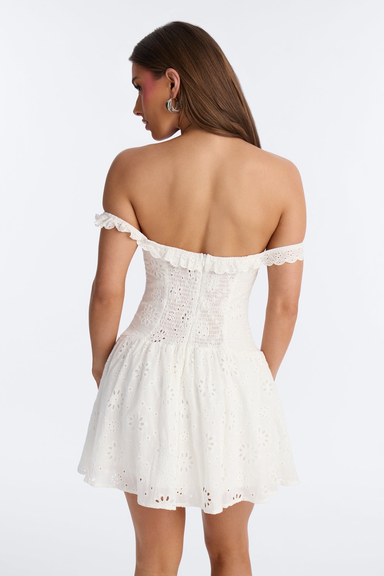 Jackie Eyelet Mini Dress - White