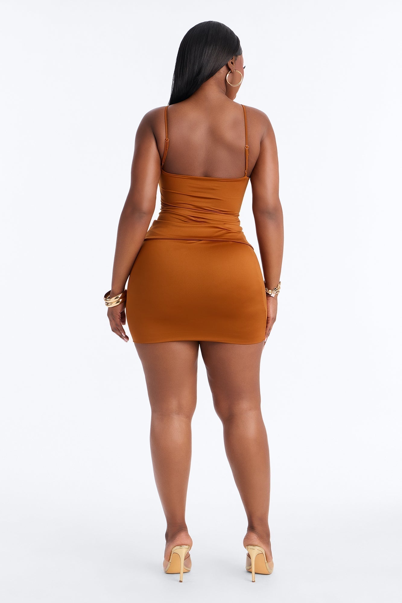 Contour Double Lined Mini Skirt - Copper