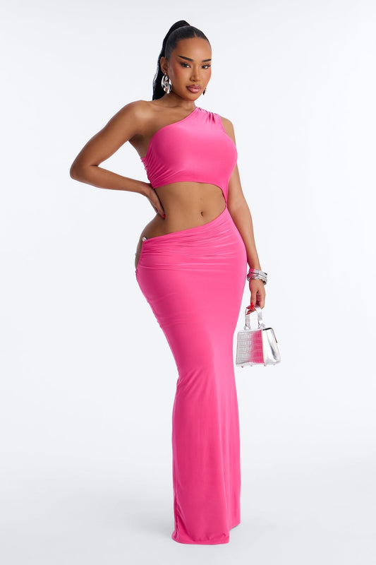 Sunset Glow Cut Out Maxi Dress - Pink