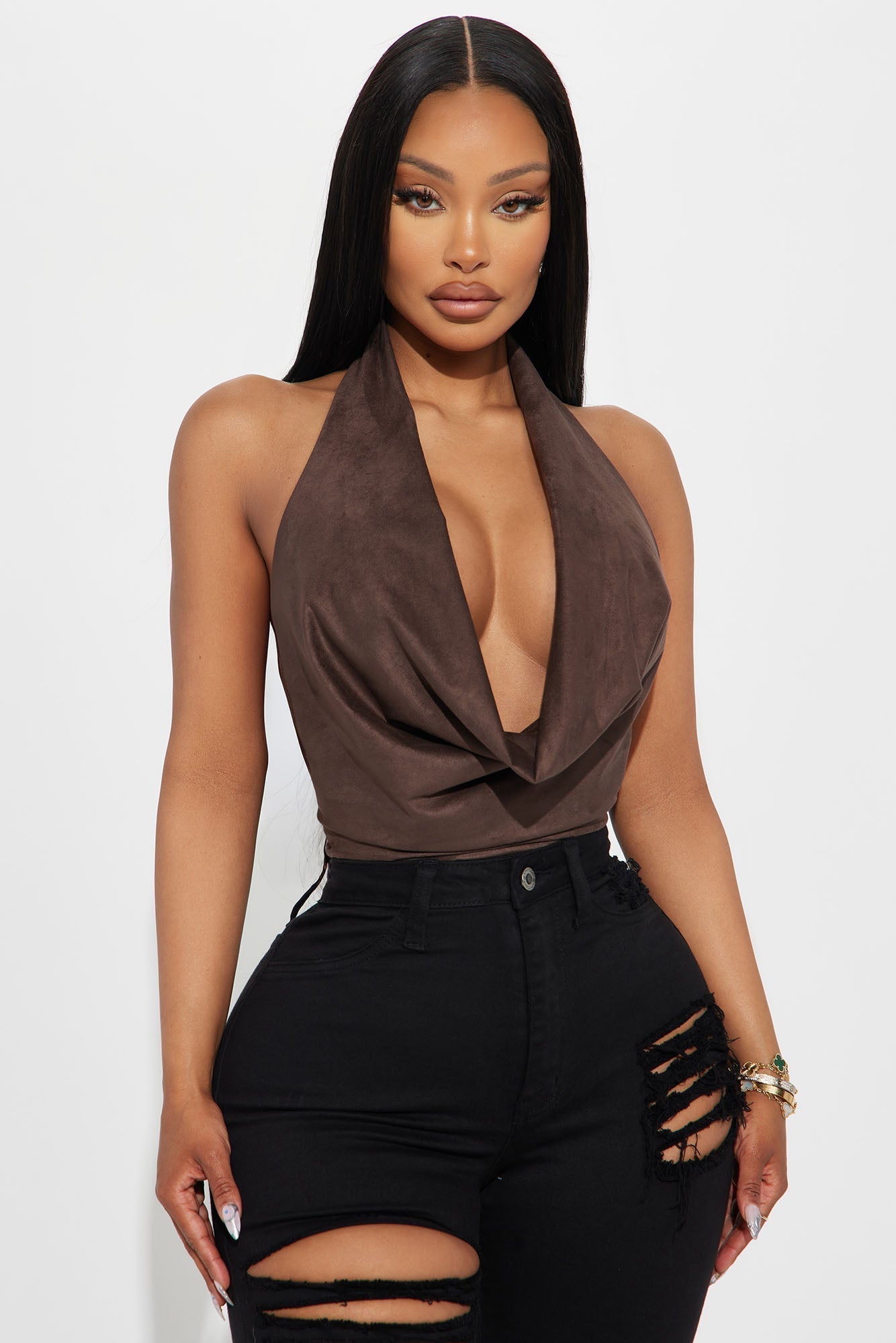 Cowgirl Era Suede Bodysuit - Chocolate