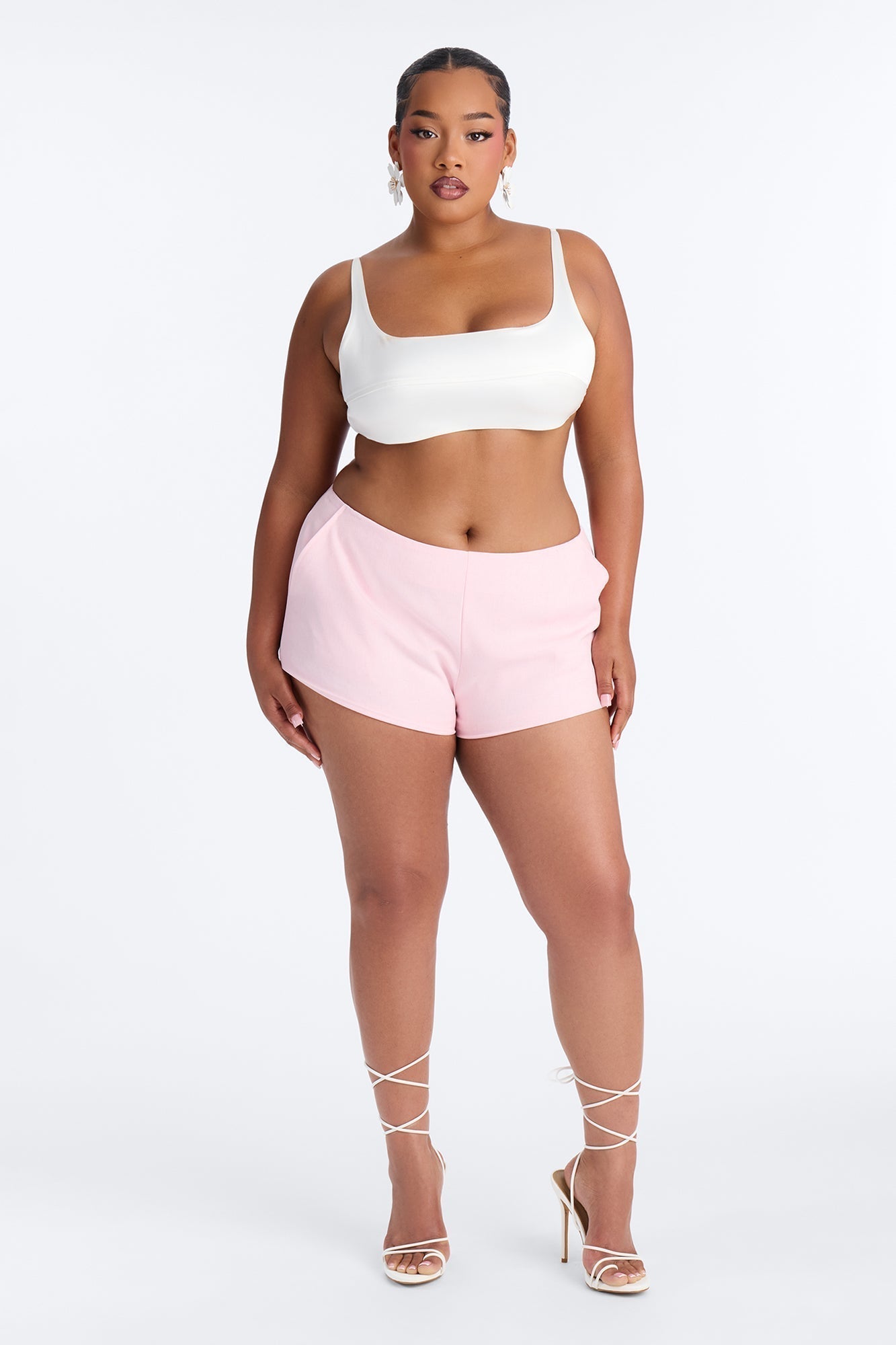 Lexi Linen Low Rise Micro Mini Short - Light Pink