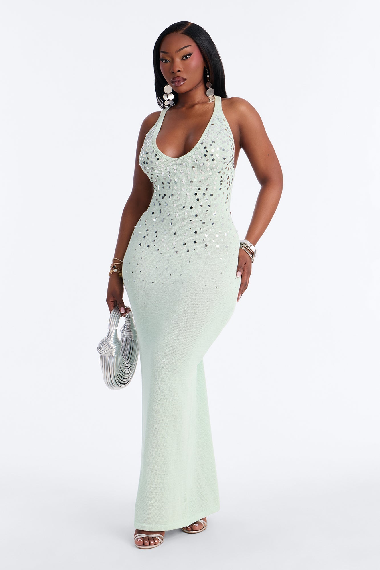 Shining In Paradise Crochet Maxi Dress - Mint