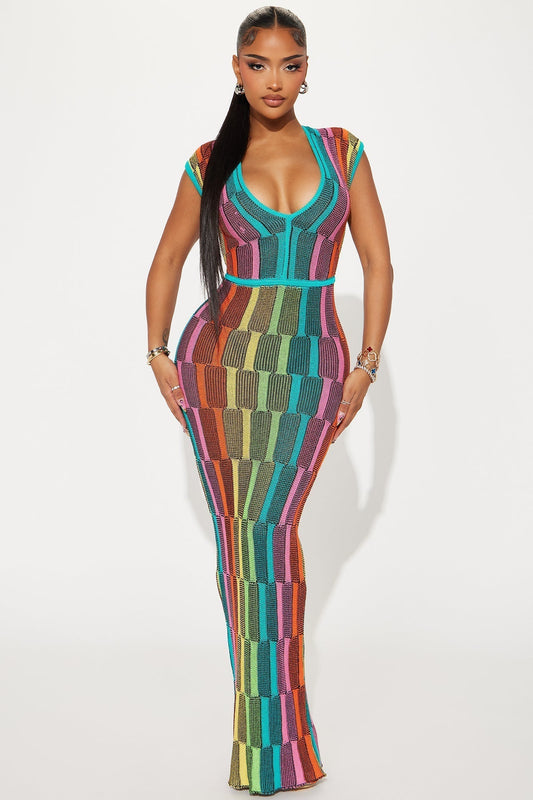 Sia Knit Maxi Dress - Multi Color