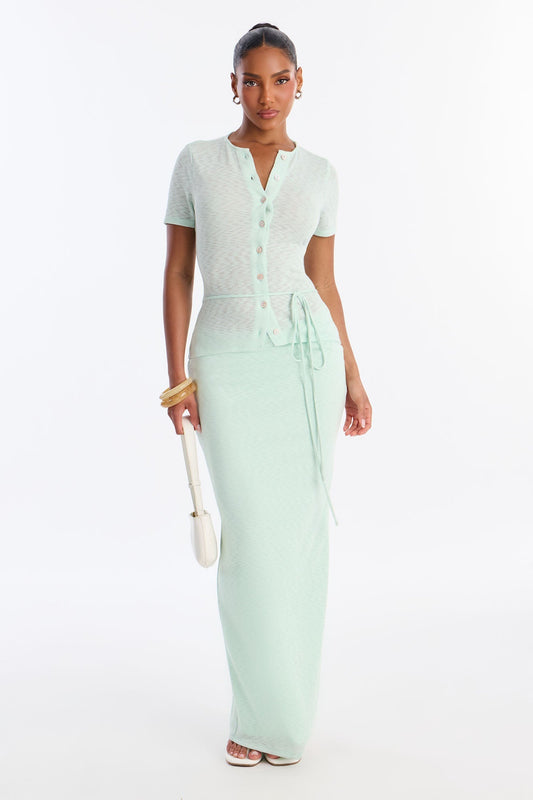 Sara Button Up Maxi Dress - Sage