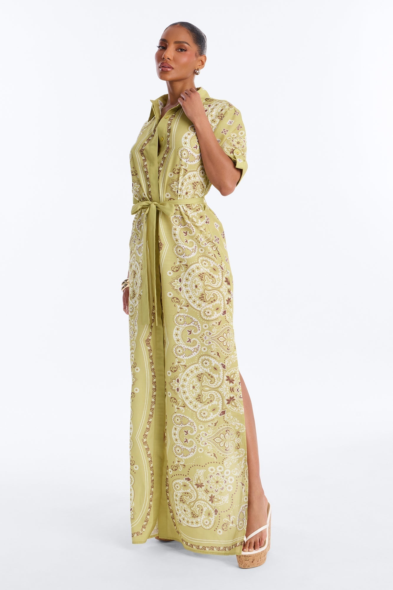 Coastal Mindset Paisley Maxi Dress - Green/combo