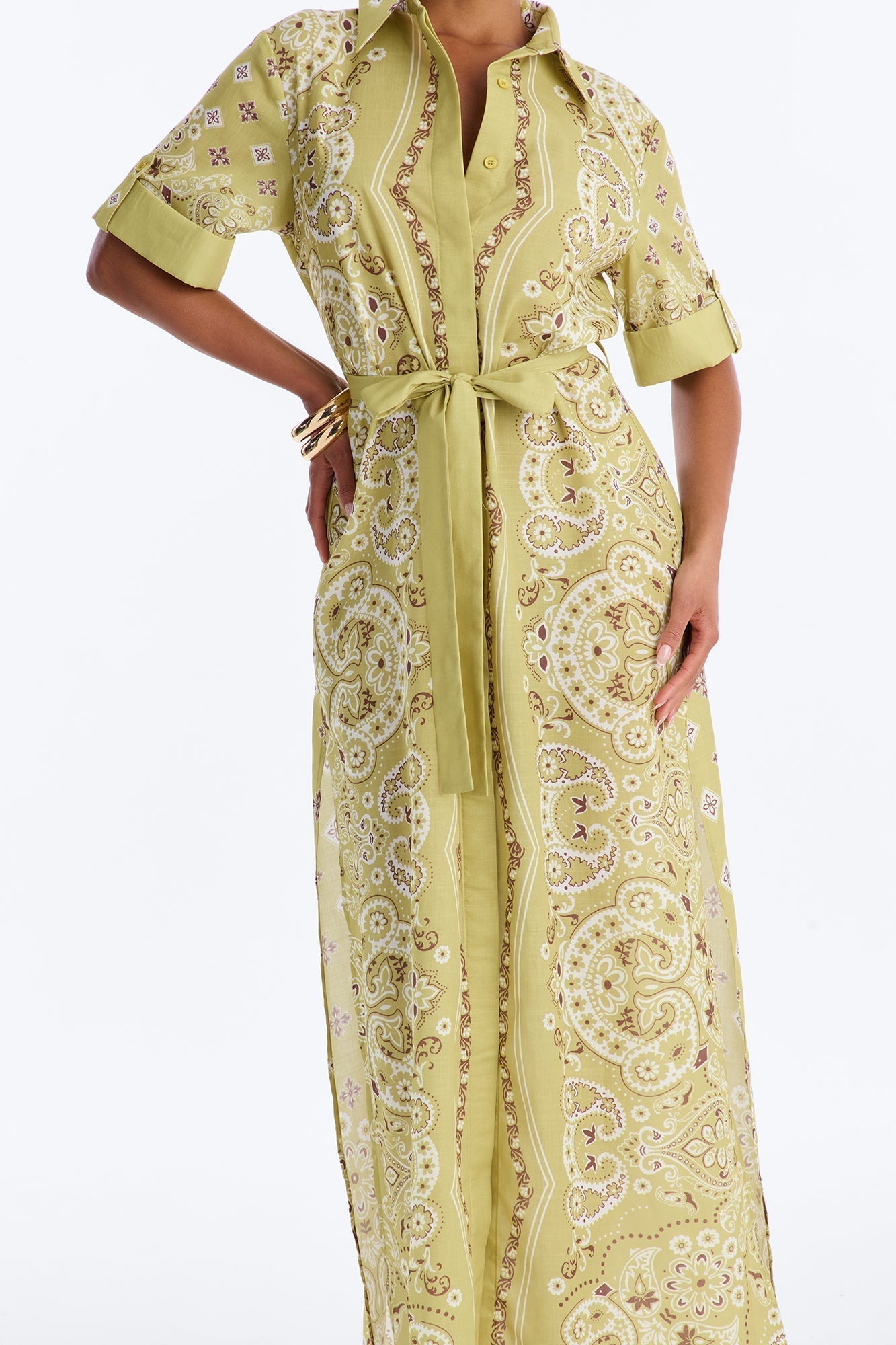 Coastal Mindset Paisley Maxi Dress - Green/combo