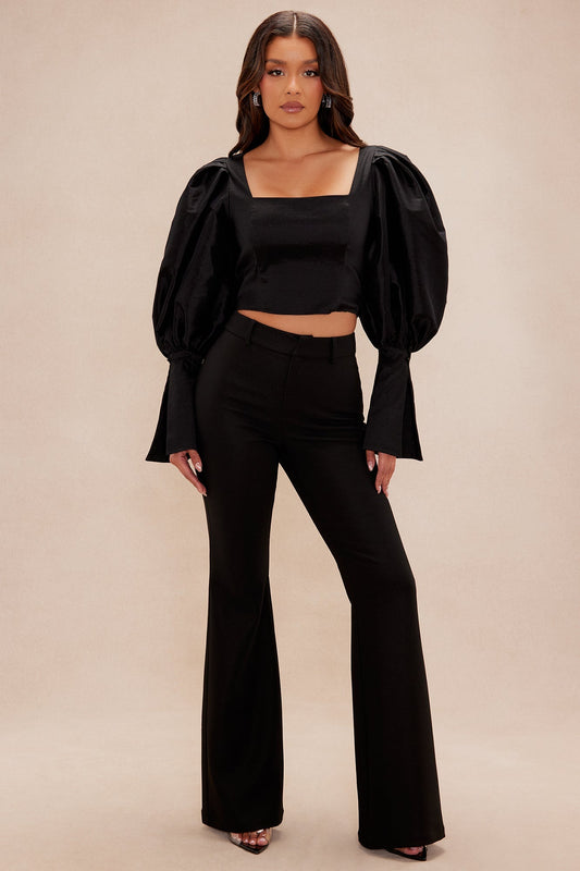 Patricia Puff Sleeve Blouse - Black
