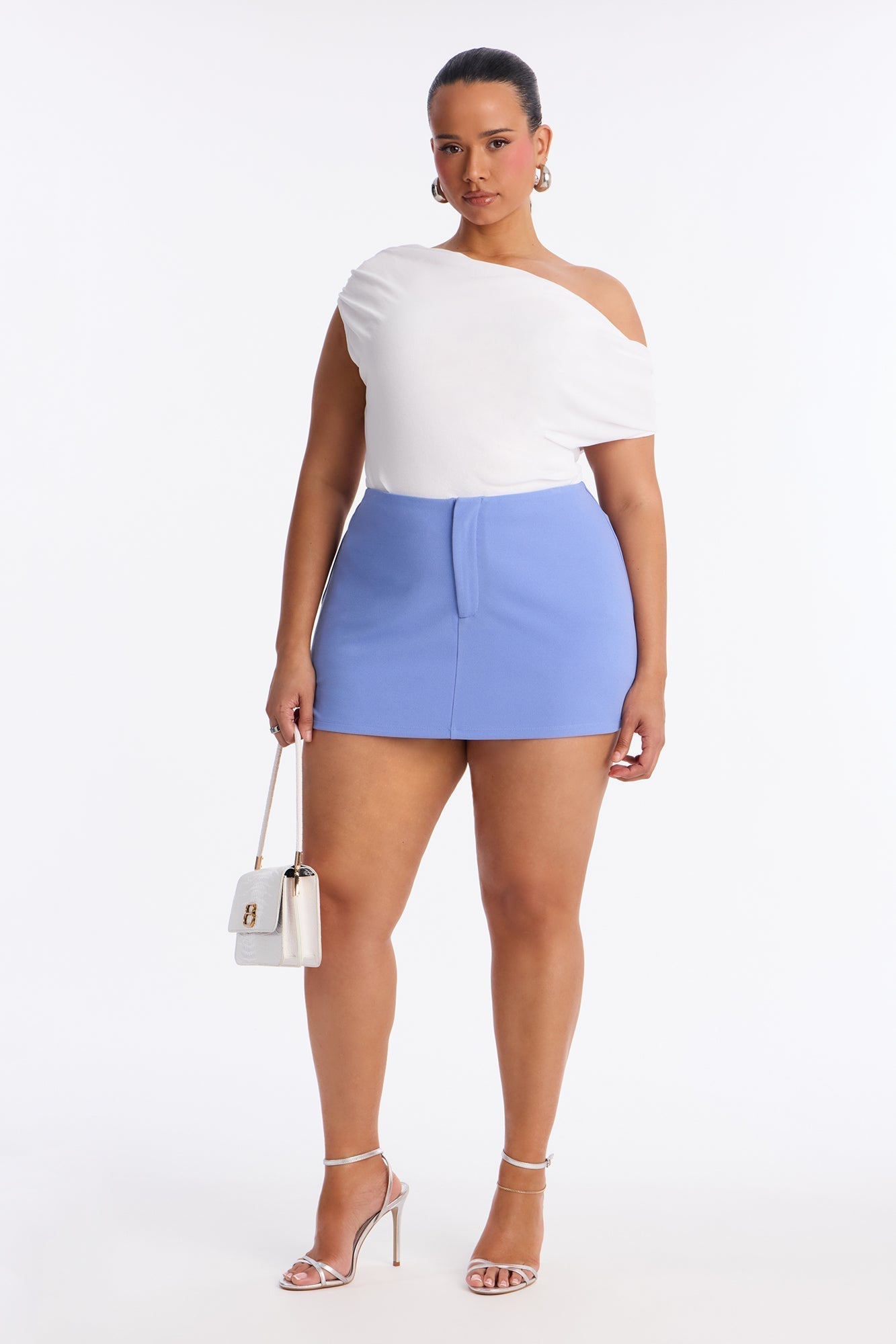 Out Of Office Crepe Micro Mini Skort - Periwinkle