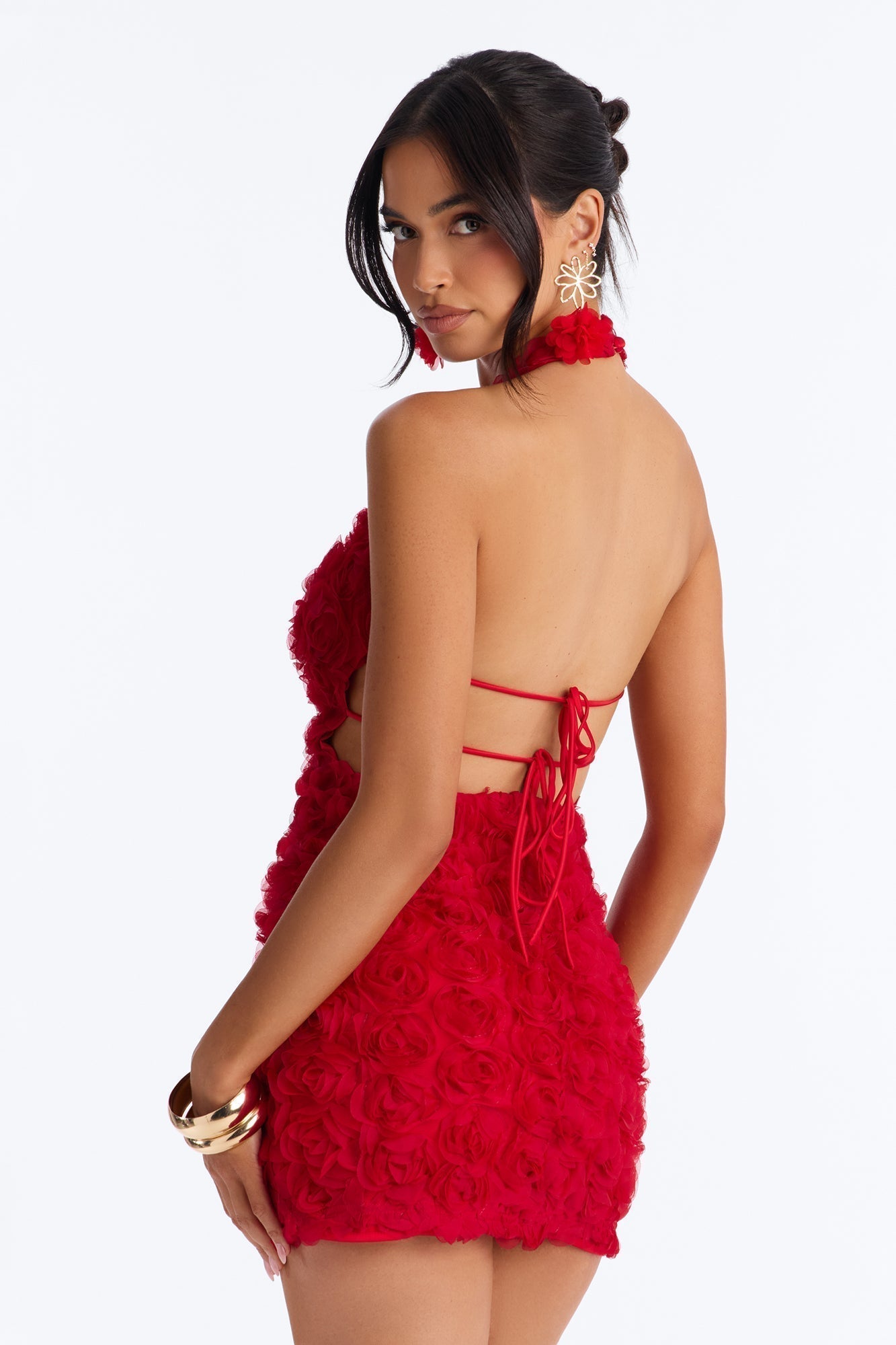 Dark Romance Sleeveless Mesh Mini Dress - Red