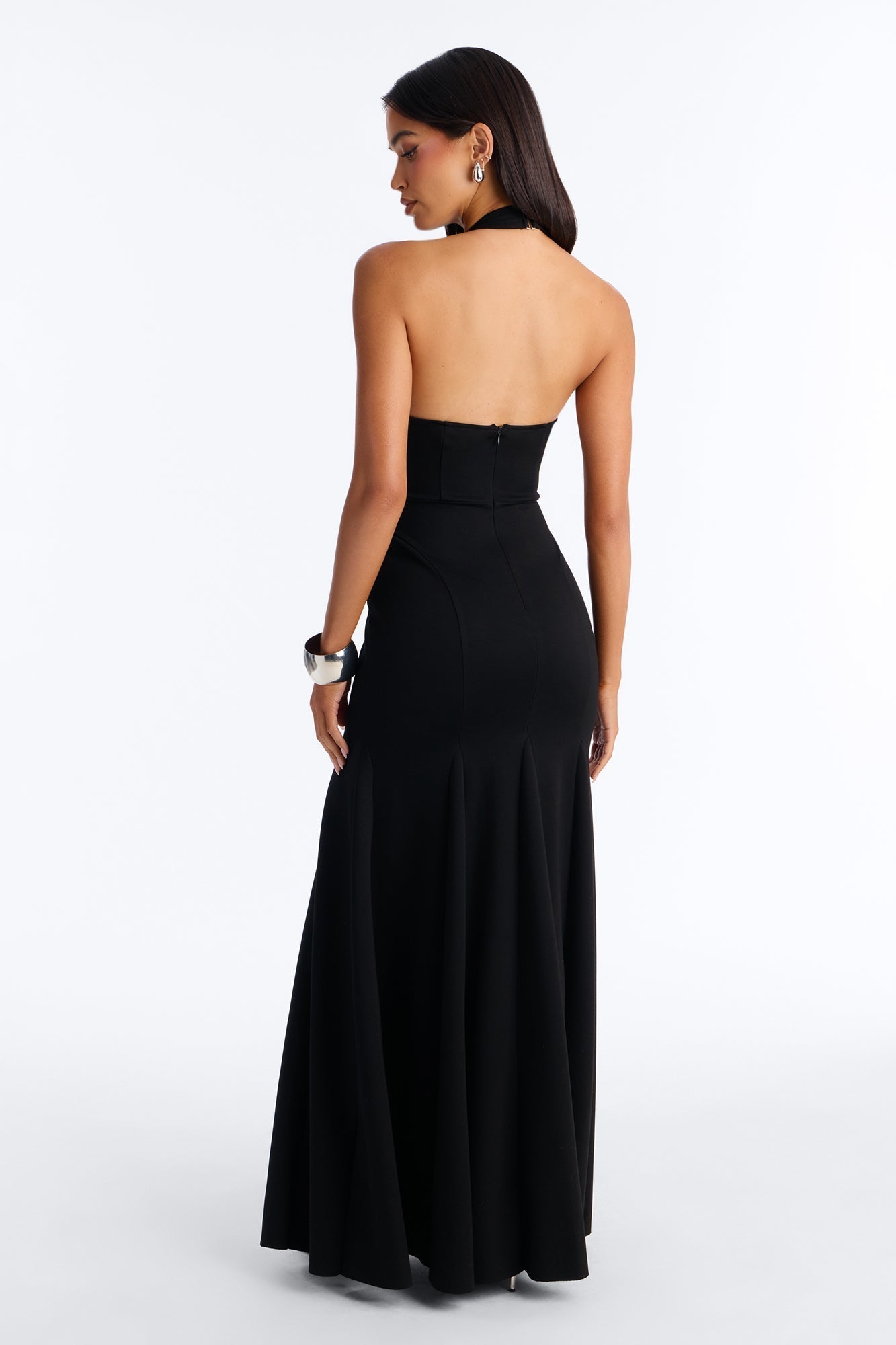 Yelena Halter Crepe Gown - Black