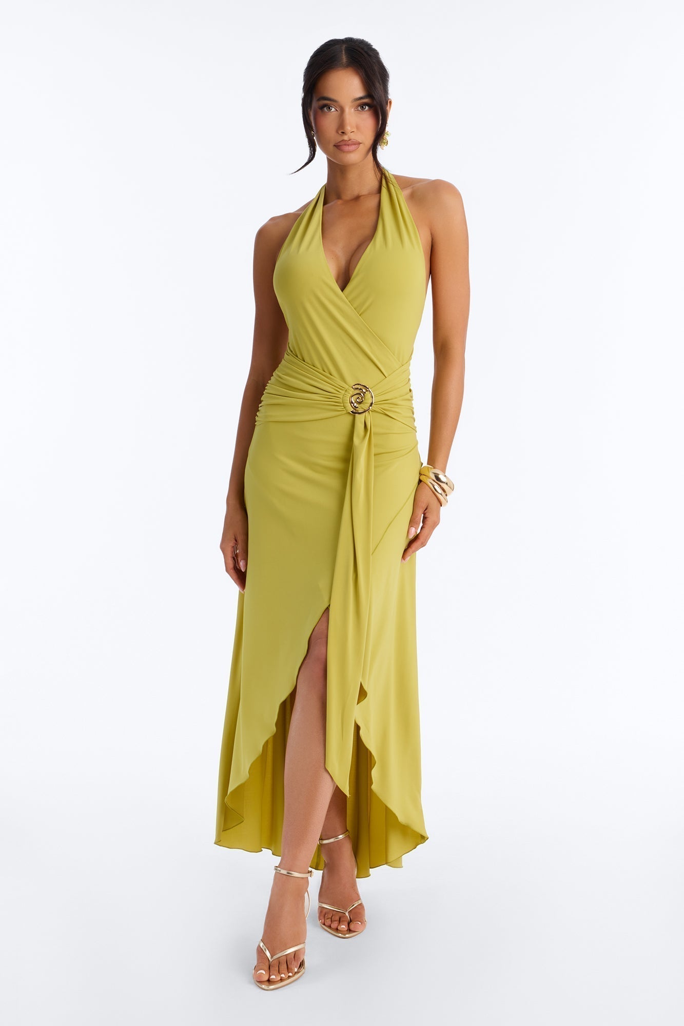Astrid Asymmetrical Maxi Dress - Chartreuse