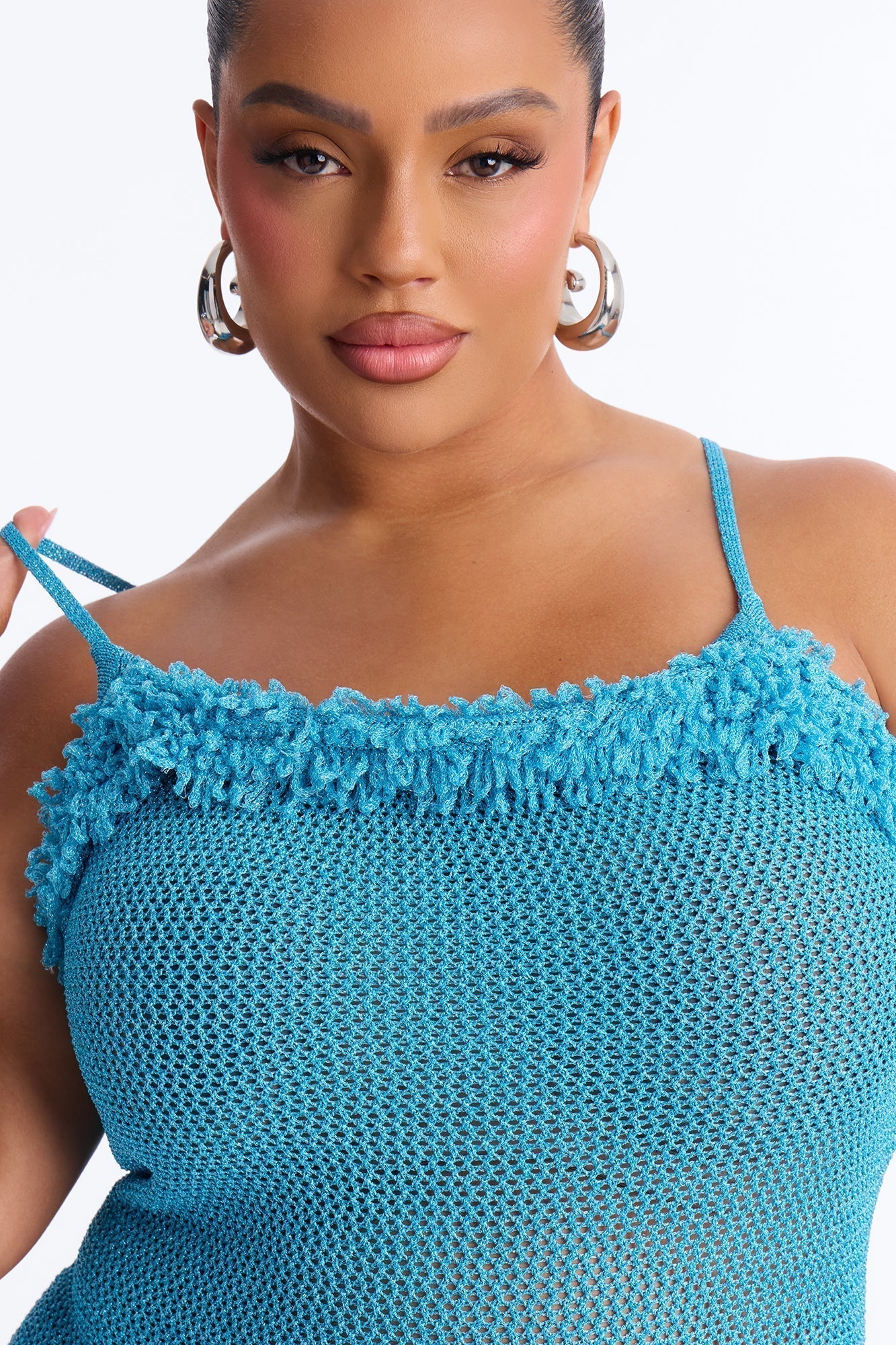 All That Glitters Crochet Maxi Dress - Aqua