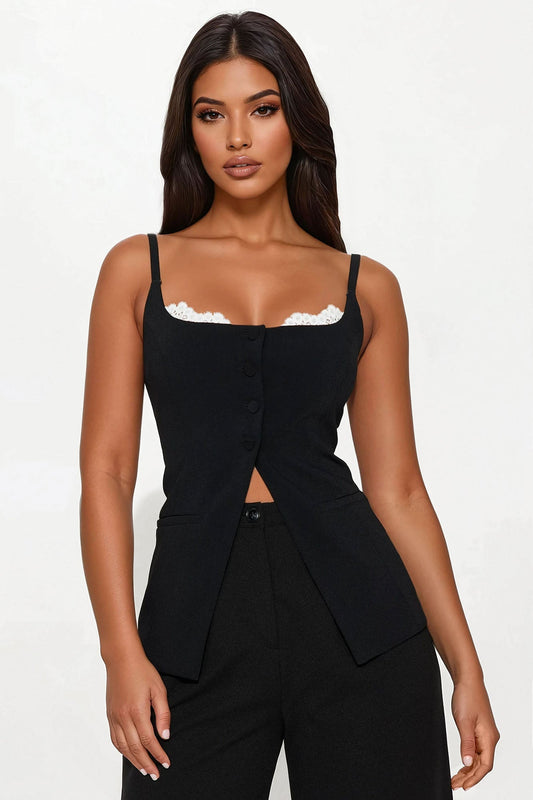 Triumphant Attitude Vest Top - Black