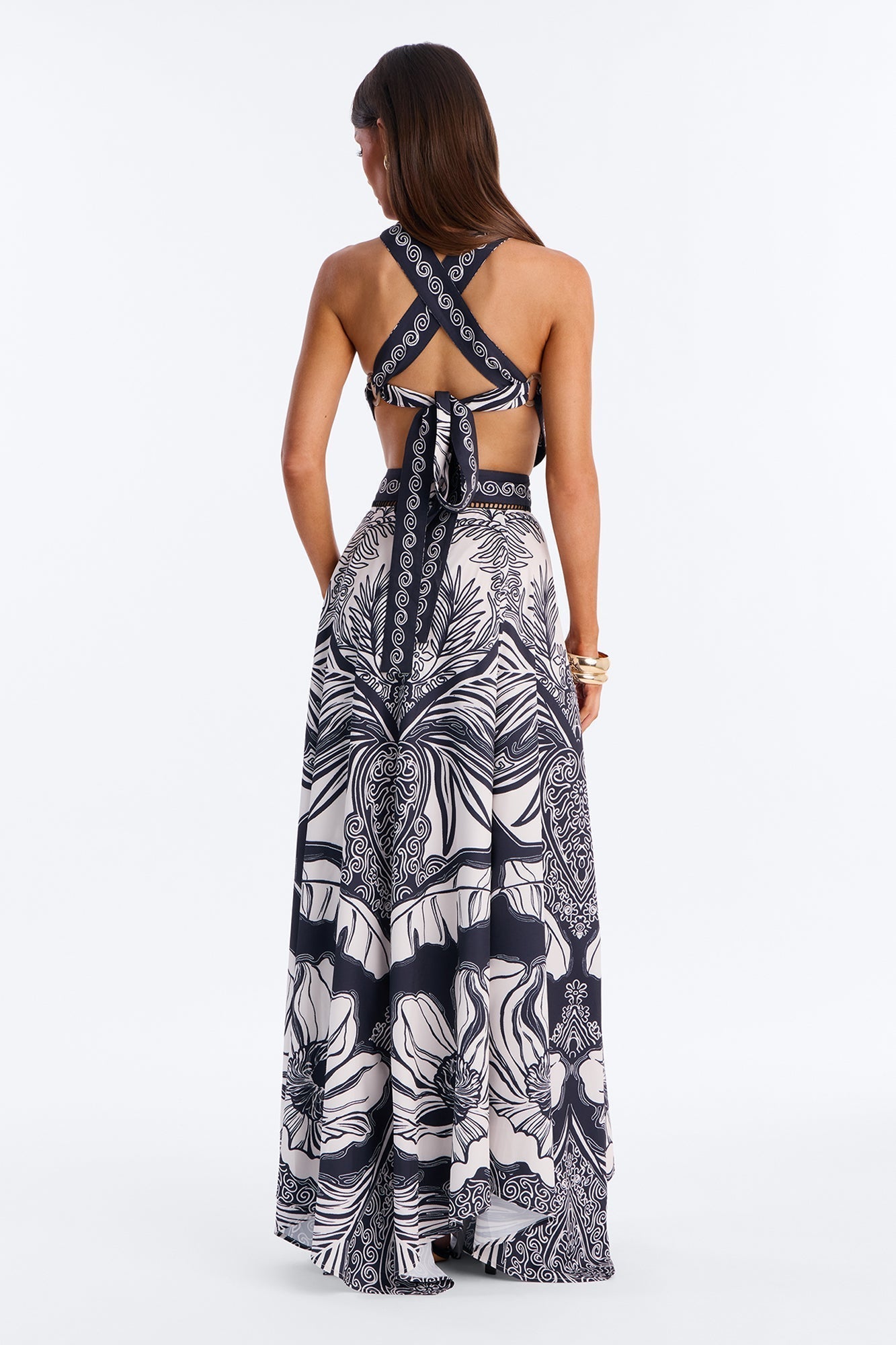 Yana Criss Cross Maxi Dress - Black/White