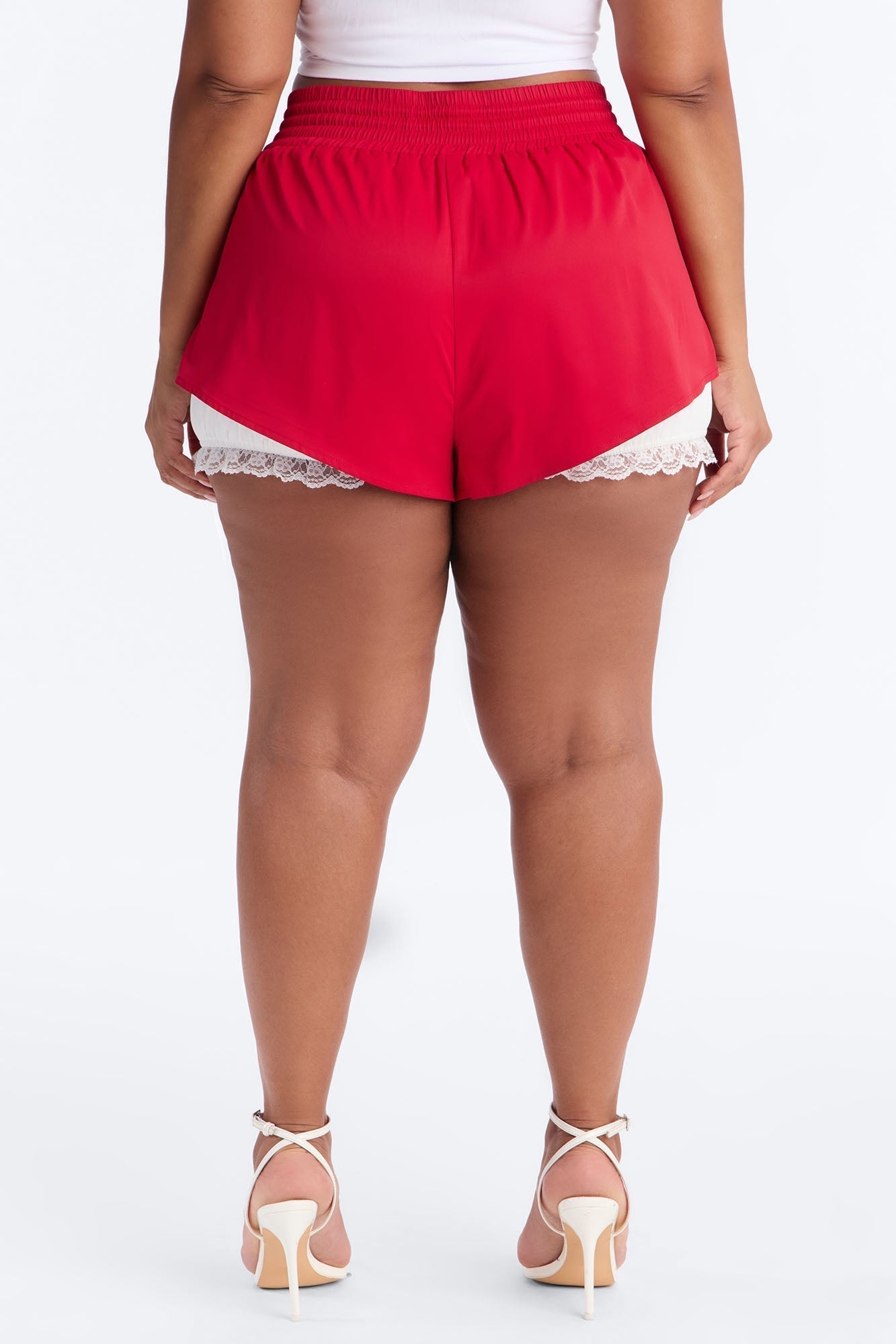 Marnie Lace Trim Bloomer Track Short - Red/combo