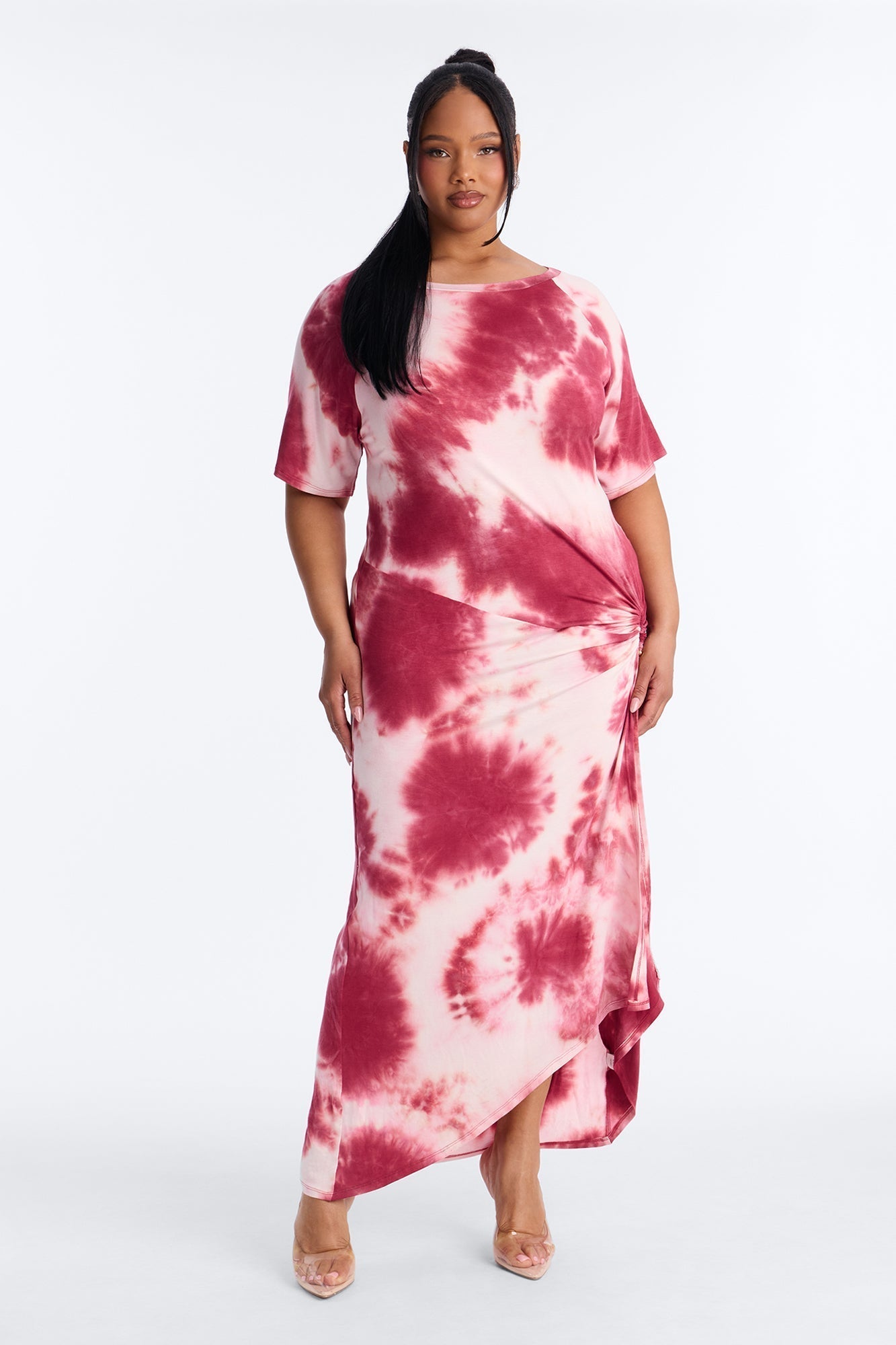 Leilani Tie Dye Maxi Dress - Burgundy/combo