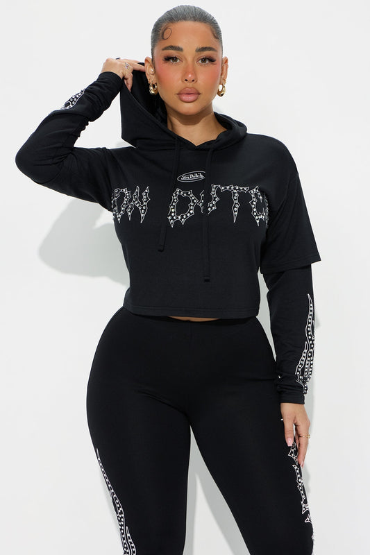 Von Dutch Fire Racer Layered Hoodie - Black