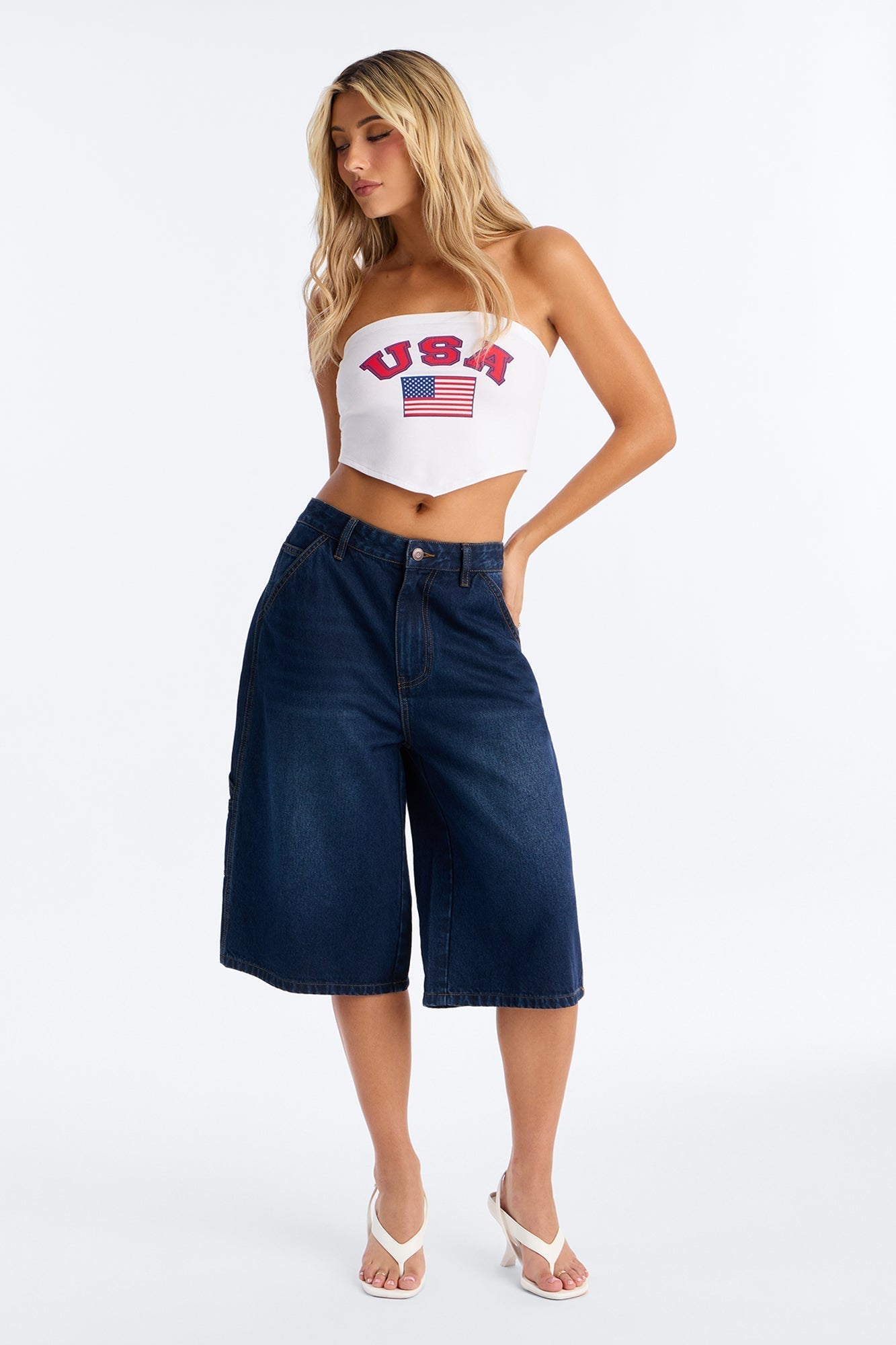 One Chance Carpenter Denim Jorts - Dark Wash