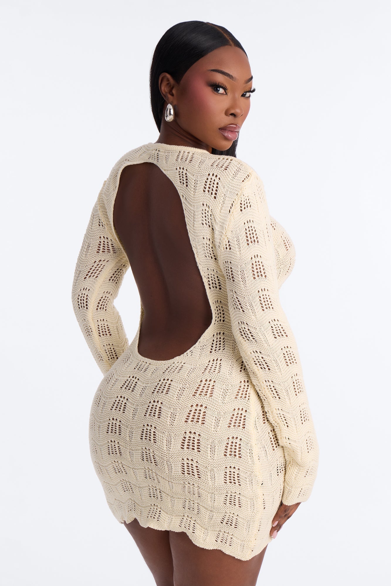 Caira Backless Crochet Mini Dress - Cream