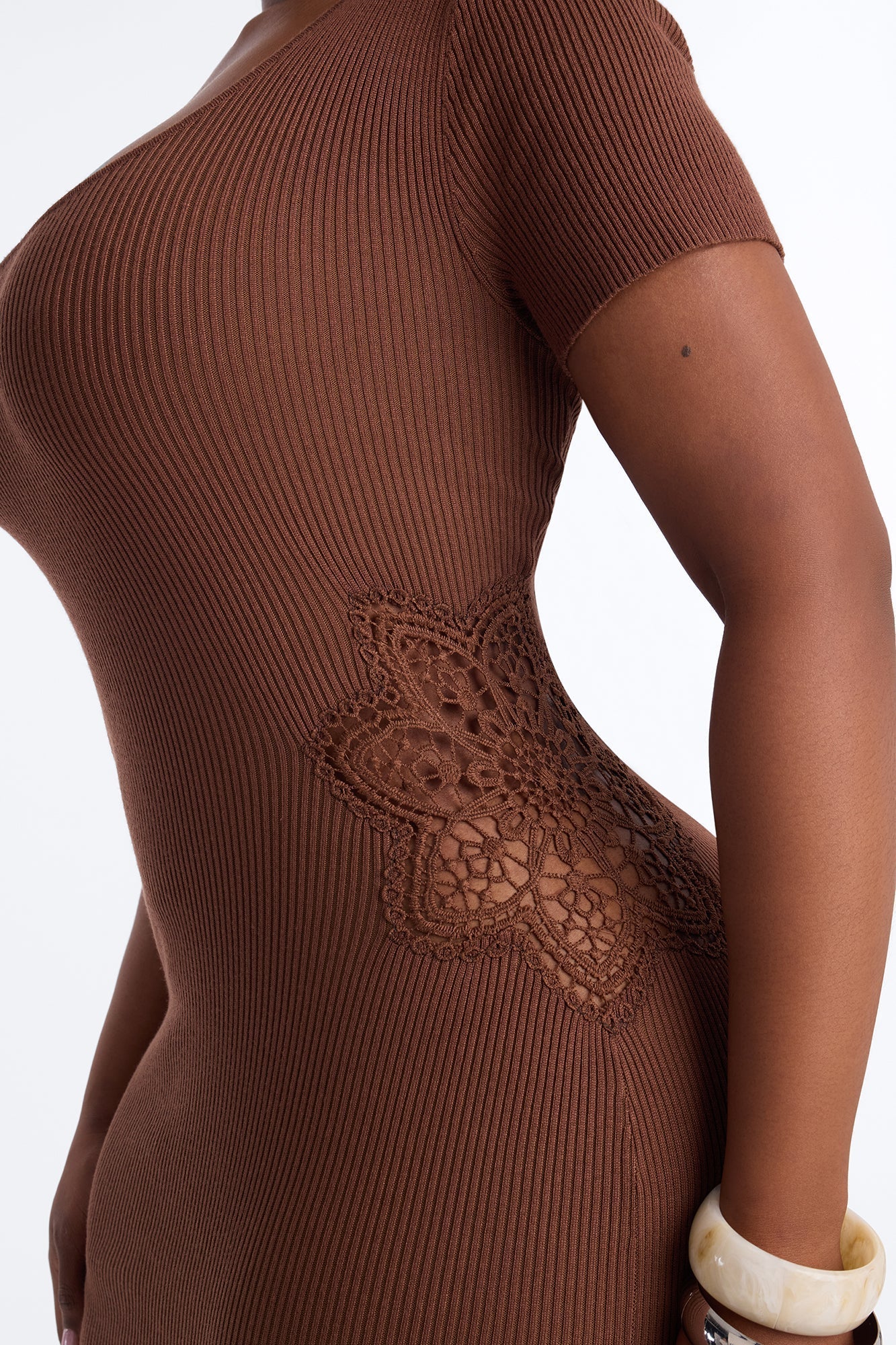 Zariah Ribbed Maxi Dress - Brown