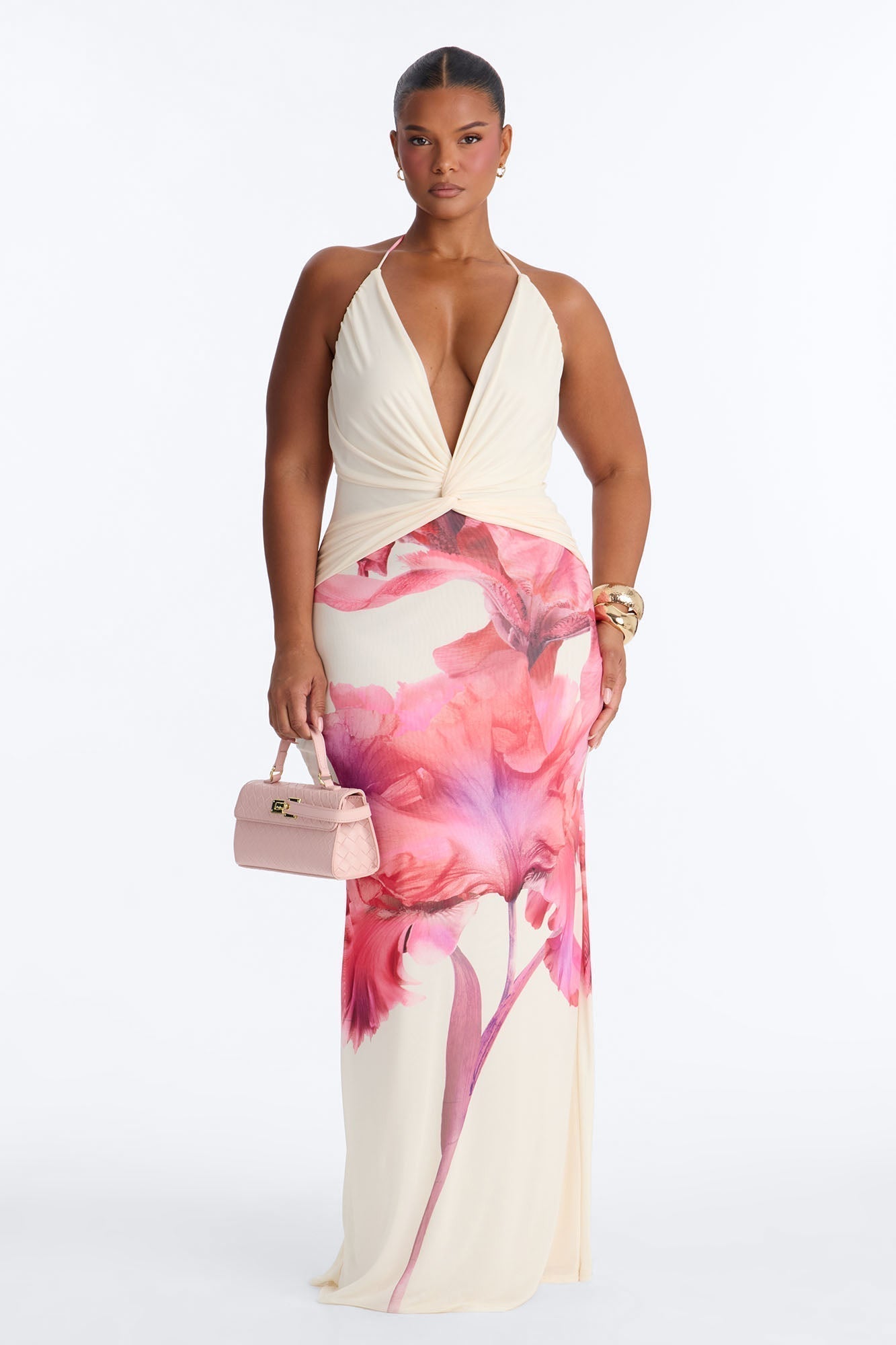 Iyla Floral Mesh Maxi Dress - Pink/combo
