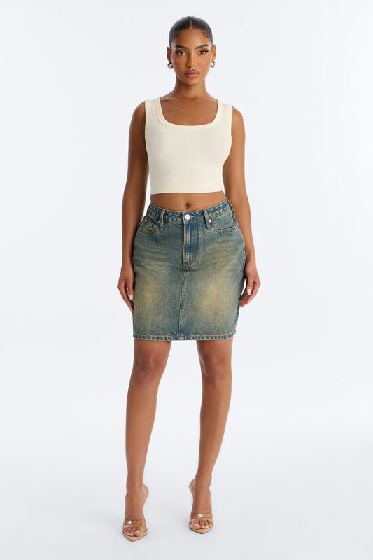 Rayna Denim Midi Pencil Skirt - Vintage Wash