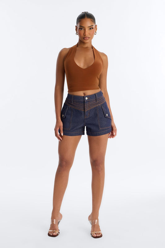 Heatwave Honey High Rise Denim Shorts - Dark Denim