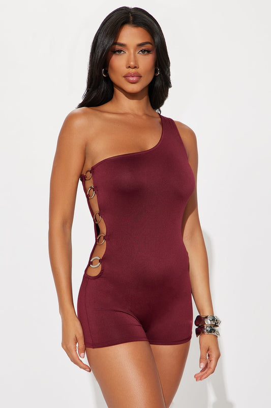 I've Got A Plan Romper - Burgundy