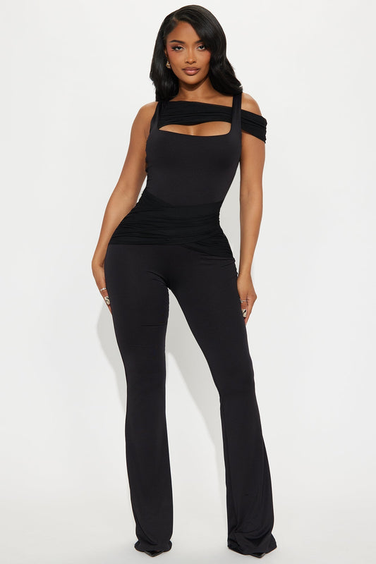 Martini & Gossip Flare Jumpsuit - Black