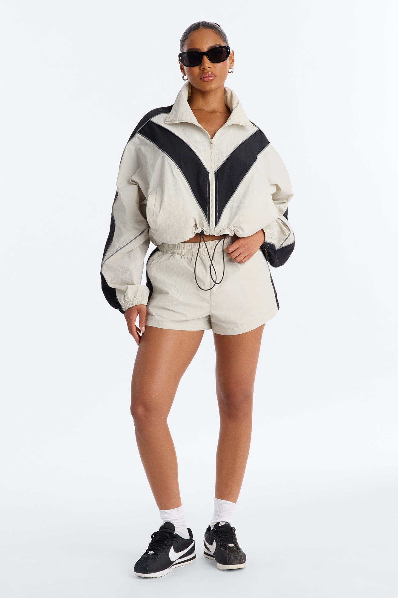 Break A Sweat Windbreaker Track Shorts - Taupe/combo