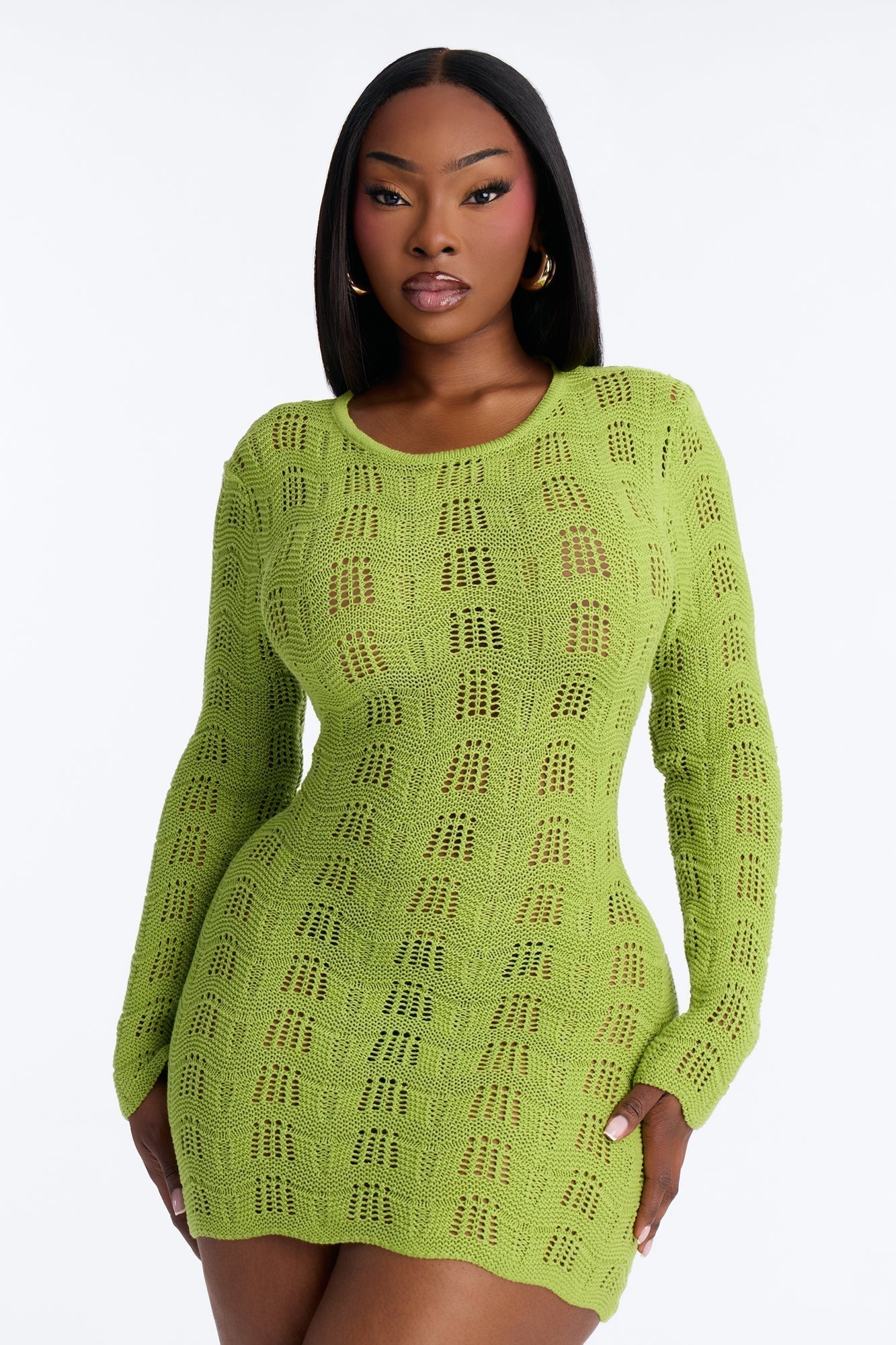 Caira Backless Crochet Mini Dress - Sage