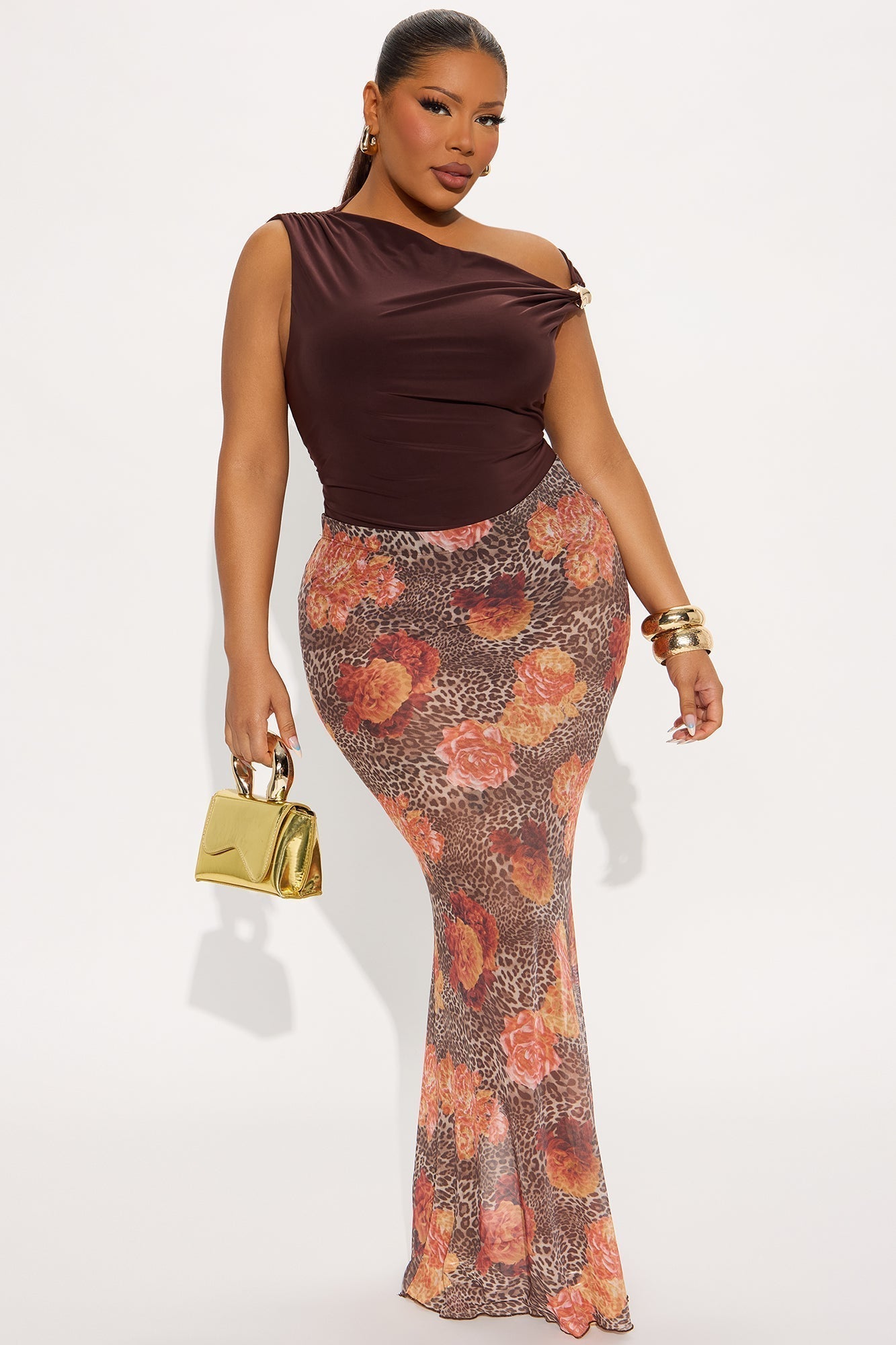 Moments Notice Off Shoulder Bodysuit - Brown