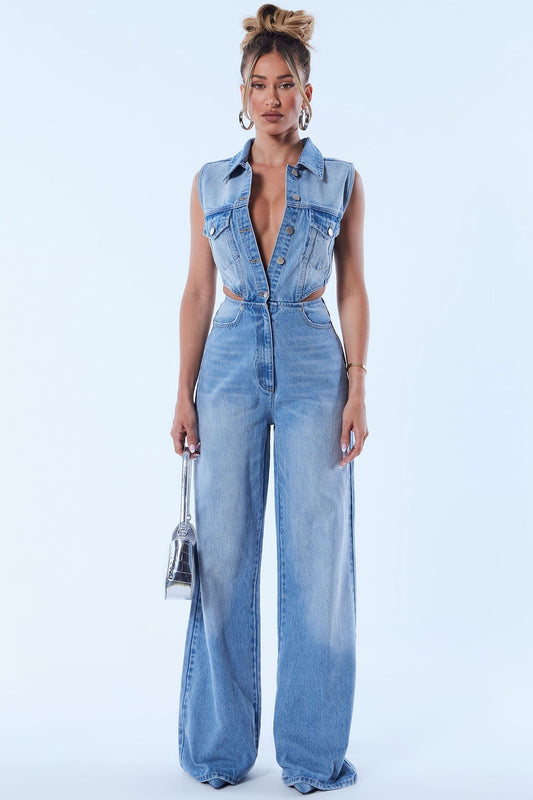 Baylin Denim Jumpsuit - Light Wash