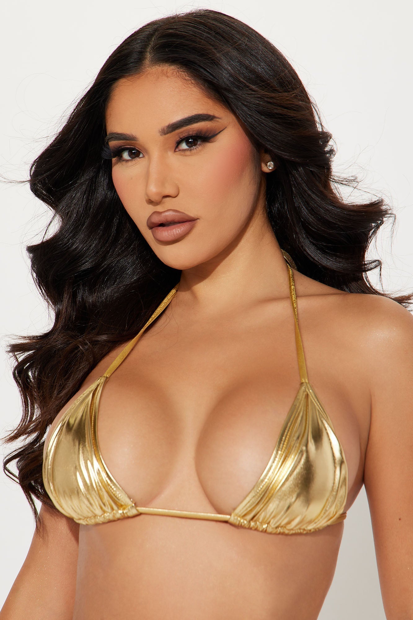 Maui Mix And Match Metallic Triangle Bikini Top - Gold