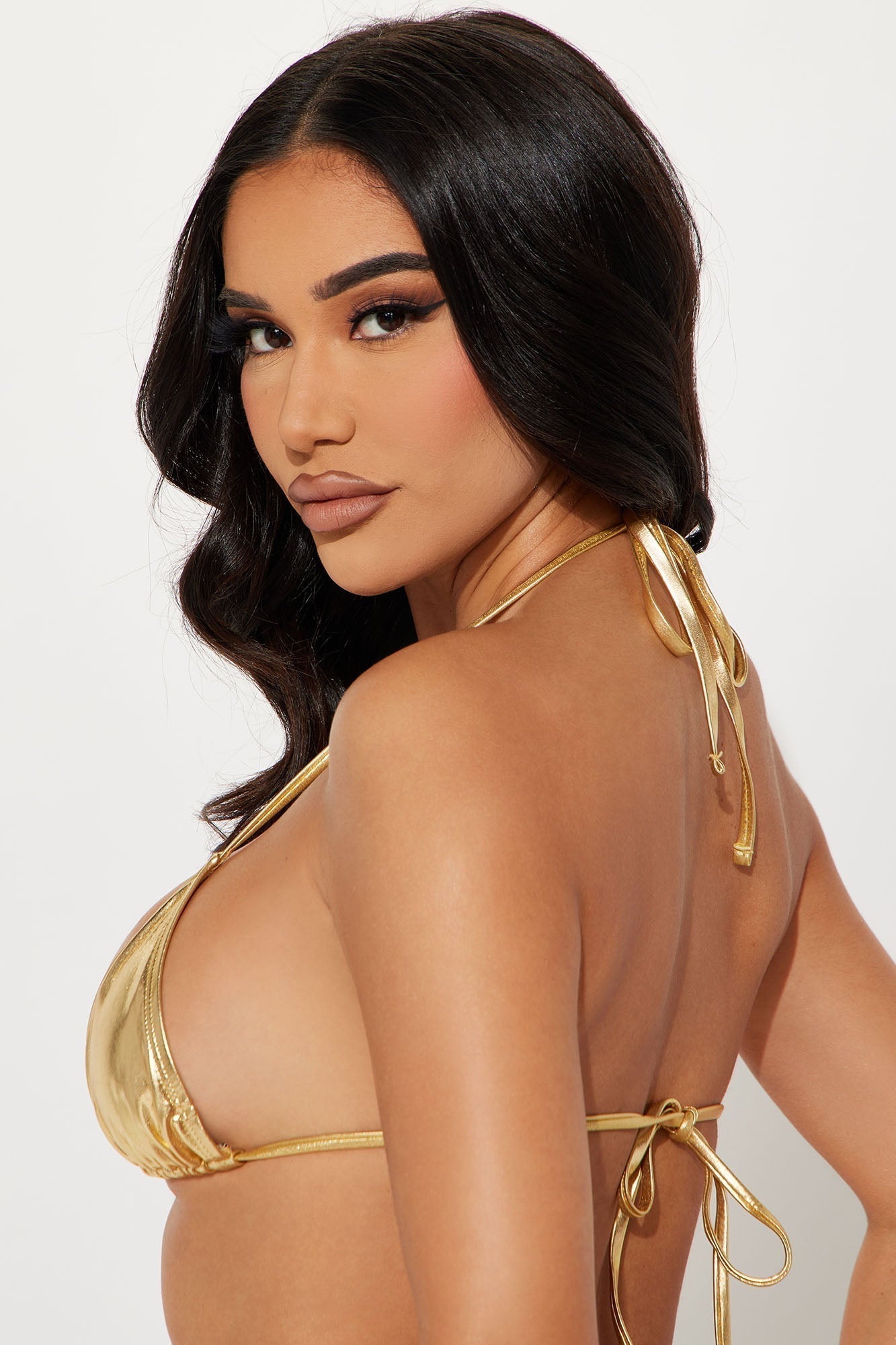 Maui Mix And Match Metallic Triangle Bikini Top - Gold