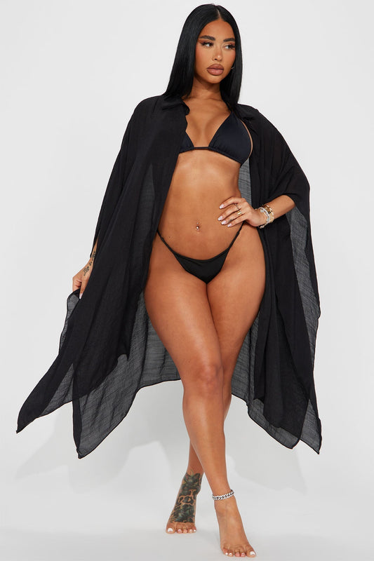Megan Swim Cover Up Kimono - Black