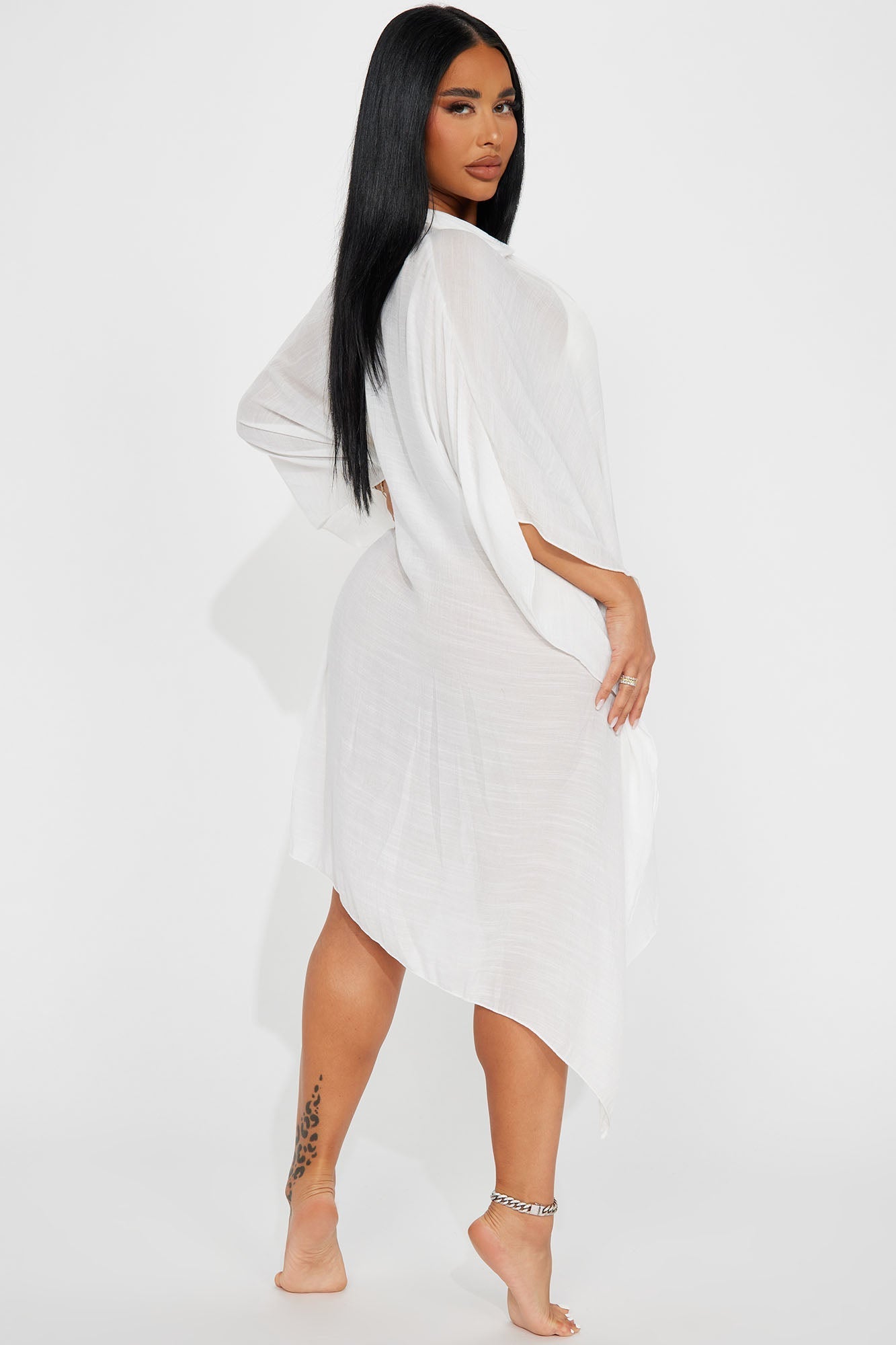 Megan Swim Cover Up Kimono - White