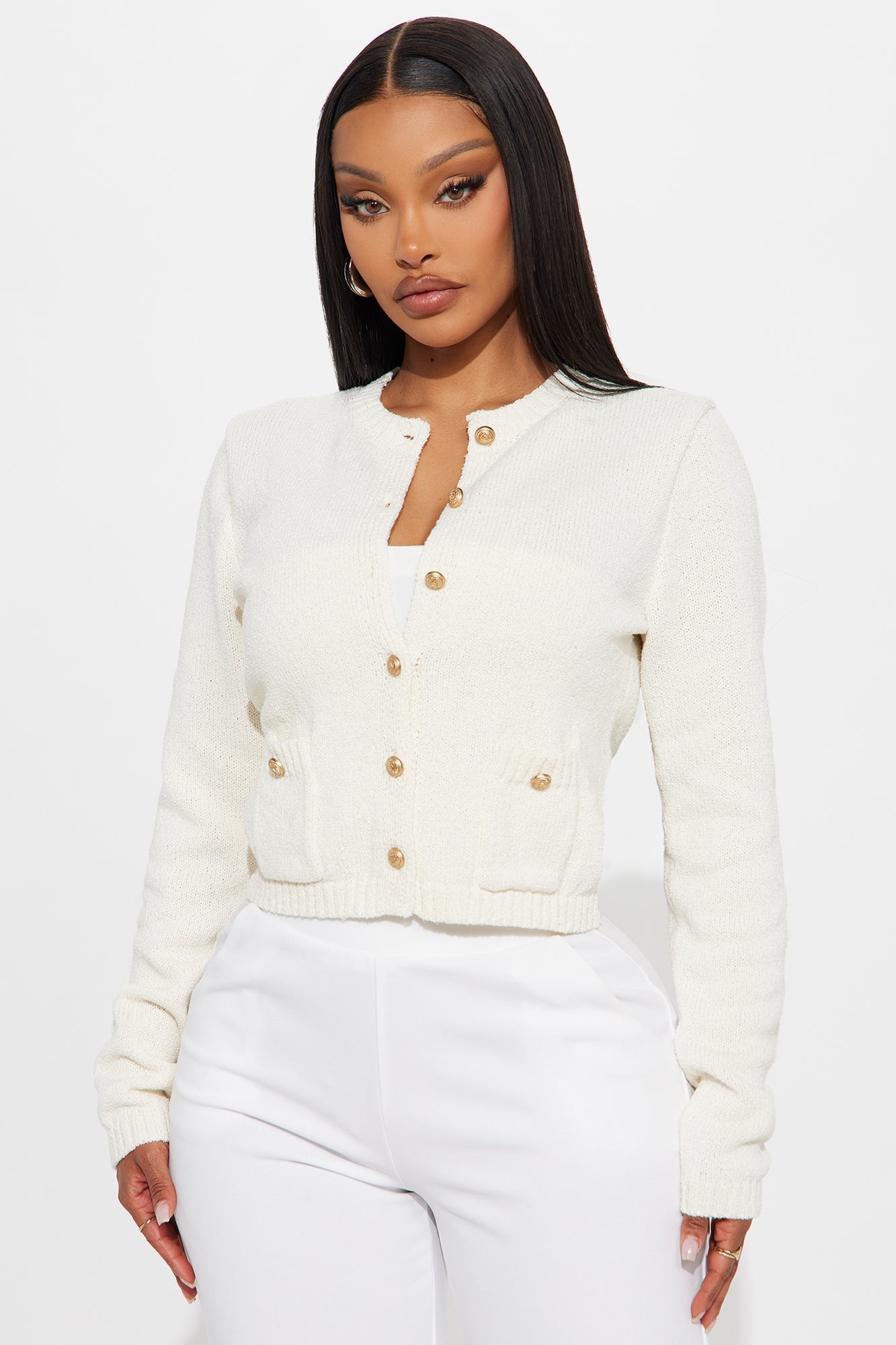 Professionally Chic Cardigan Sweater - Cream