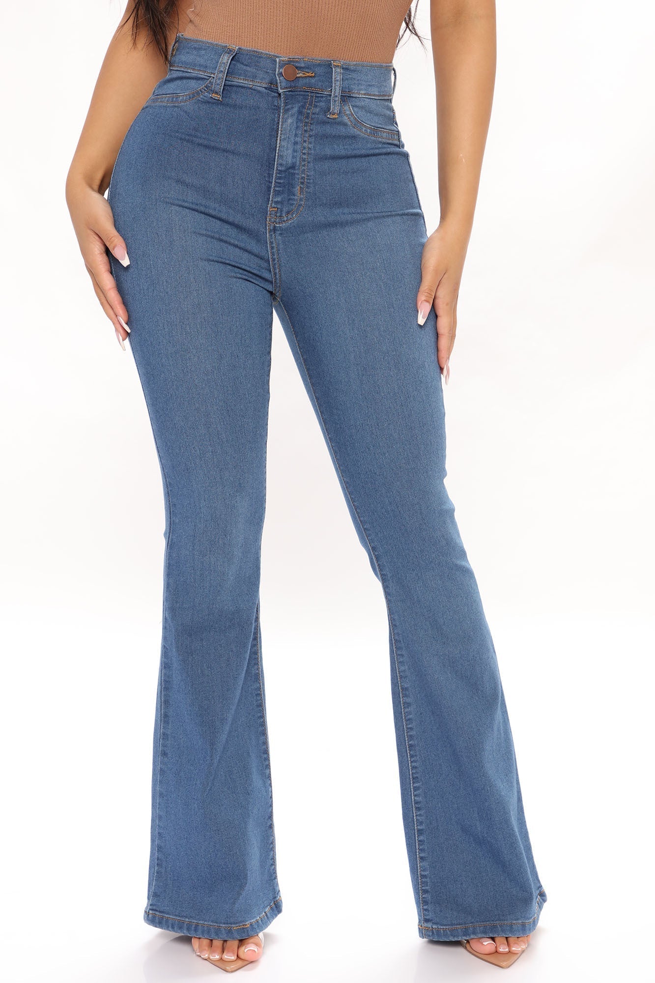 Petite Deep In My Soul Flare Jeans - Medium Blue Wash