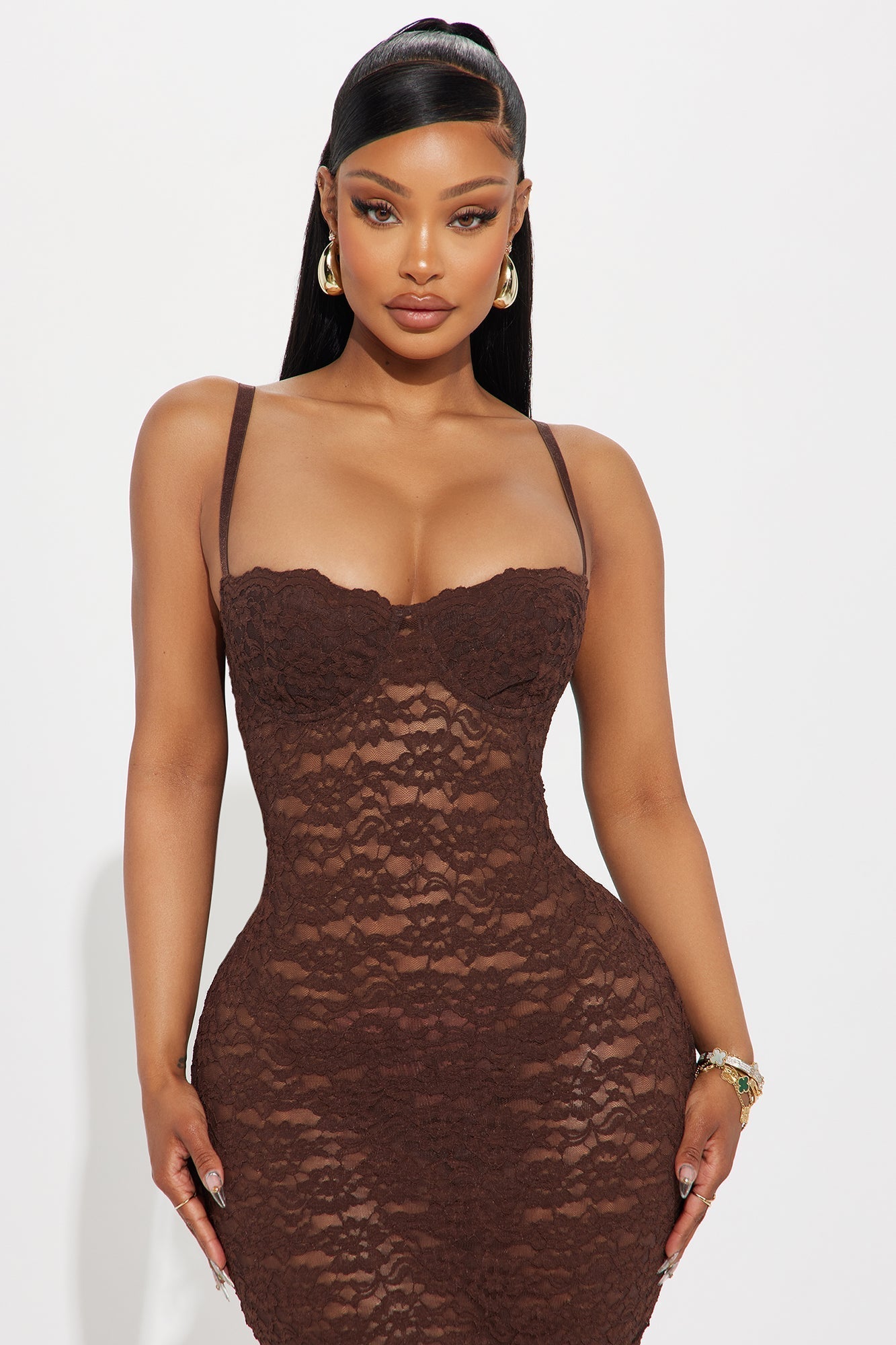 Lilie Lace Maxi Dress - Chocolate