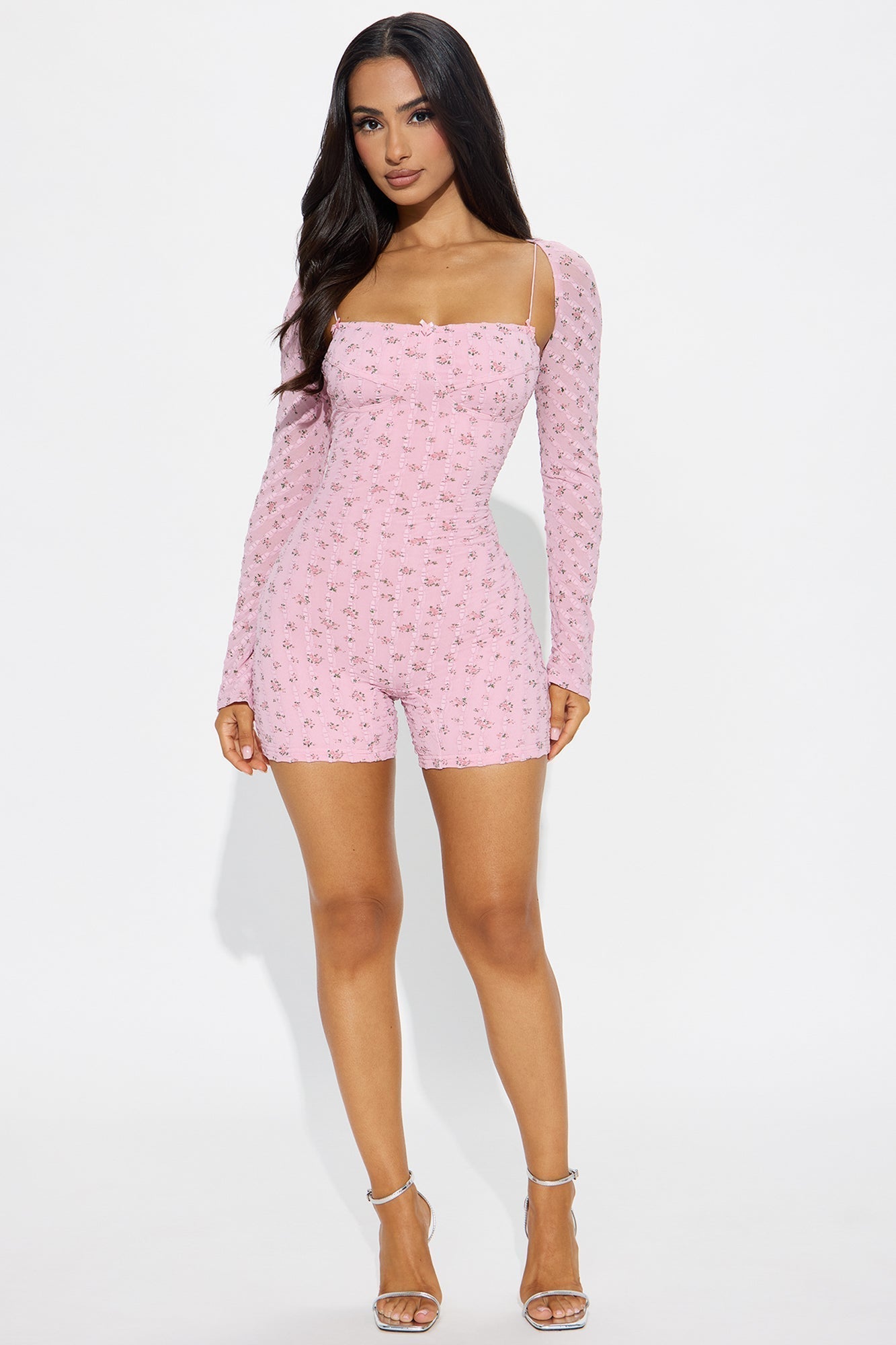 Zephyra Floral Romper Set - Light Pink