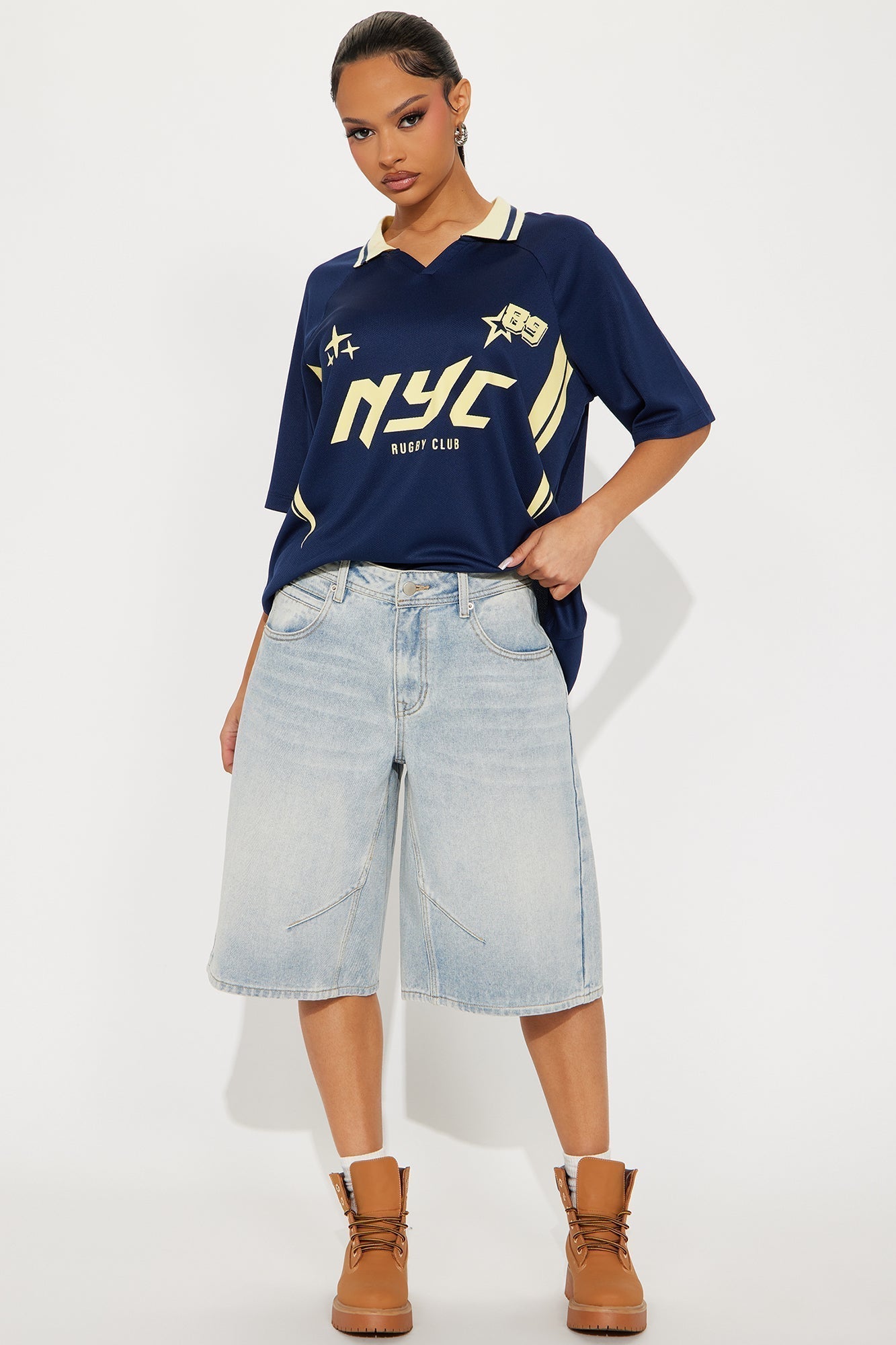 Leonie Non Stretch Denim Jorts - Light Wash